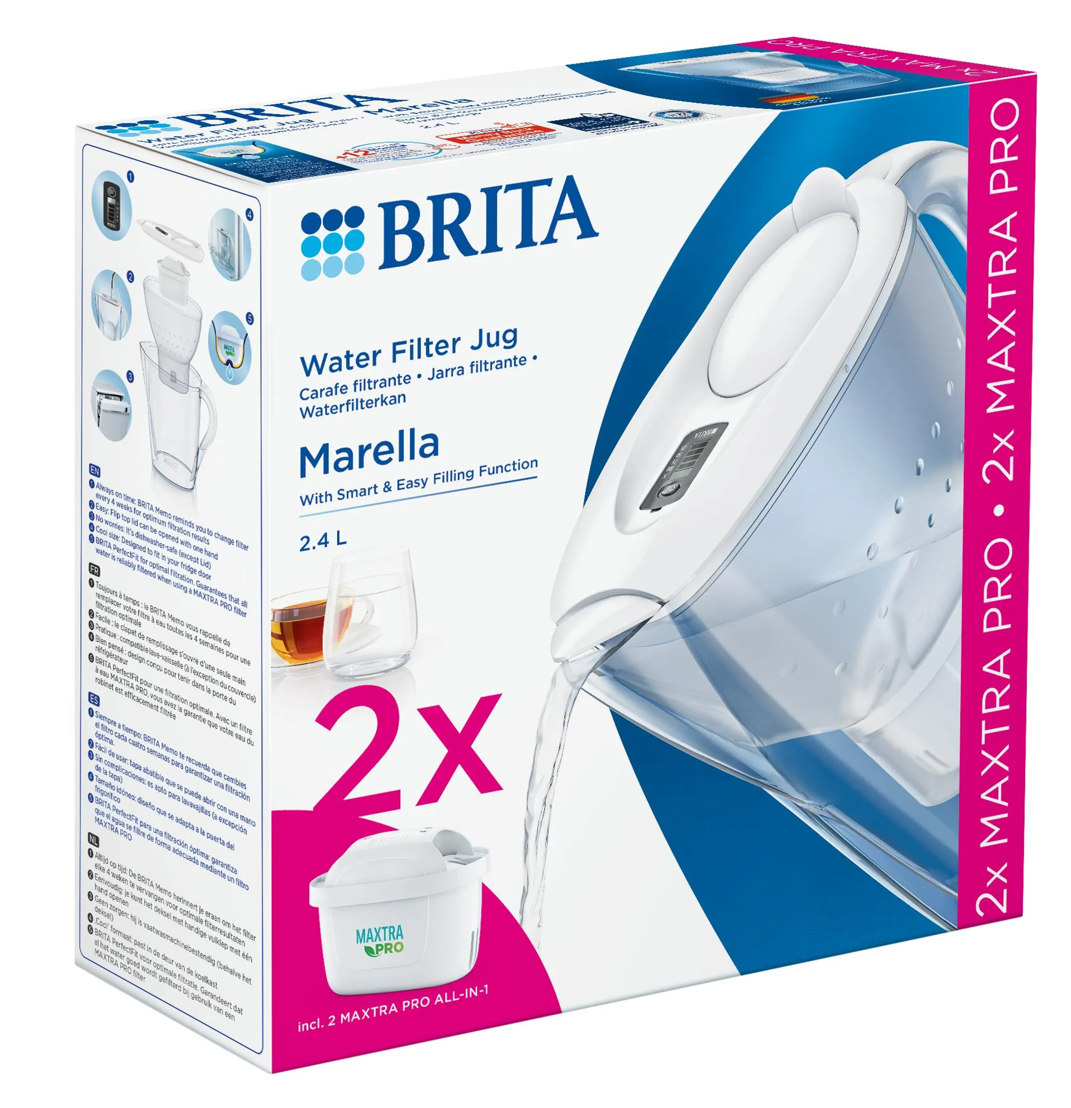 Brita Waterfilterbundel Marella Cool white + 2 MAXTRA PRO ALL-IN-1 filterpatronen image