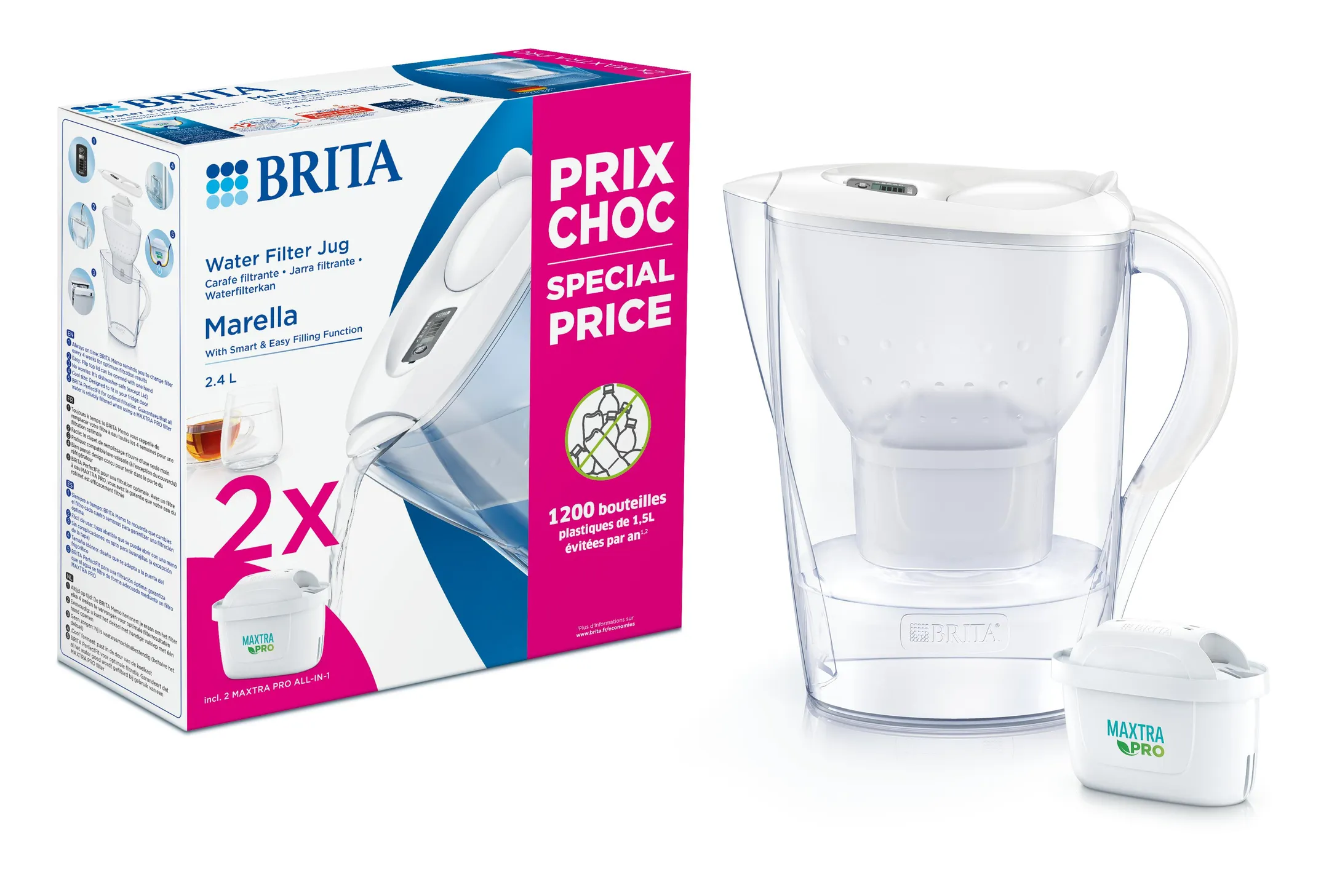 Brita Pack carafe filtrante Marella Cool white + 2 MAXTRA PRO ALL-IN-1 cartouches image