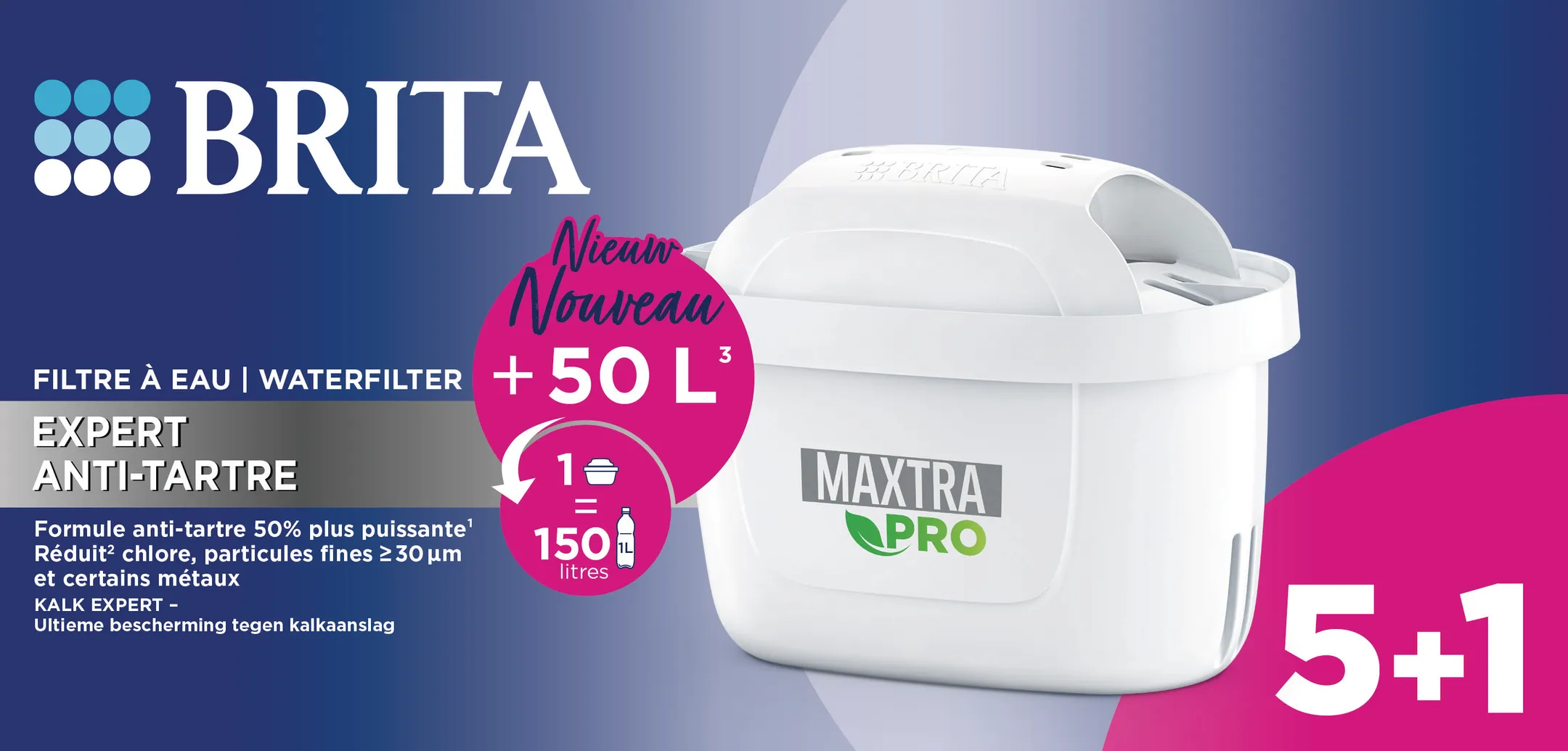 Brita Waterfilterpatroon MAXTRA PRO KALK EXPERT 5+1 GRATIS image