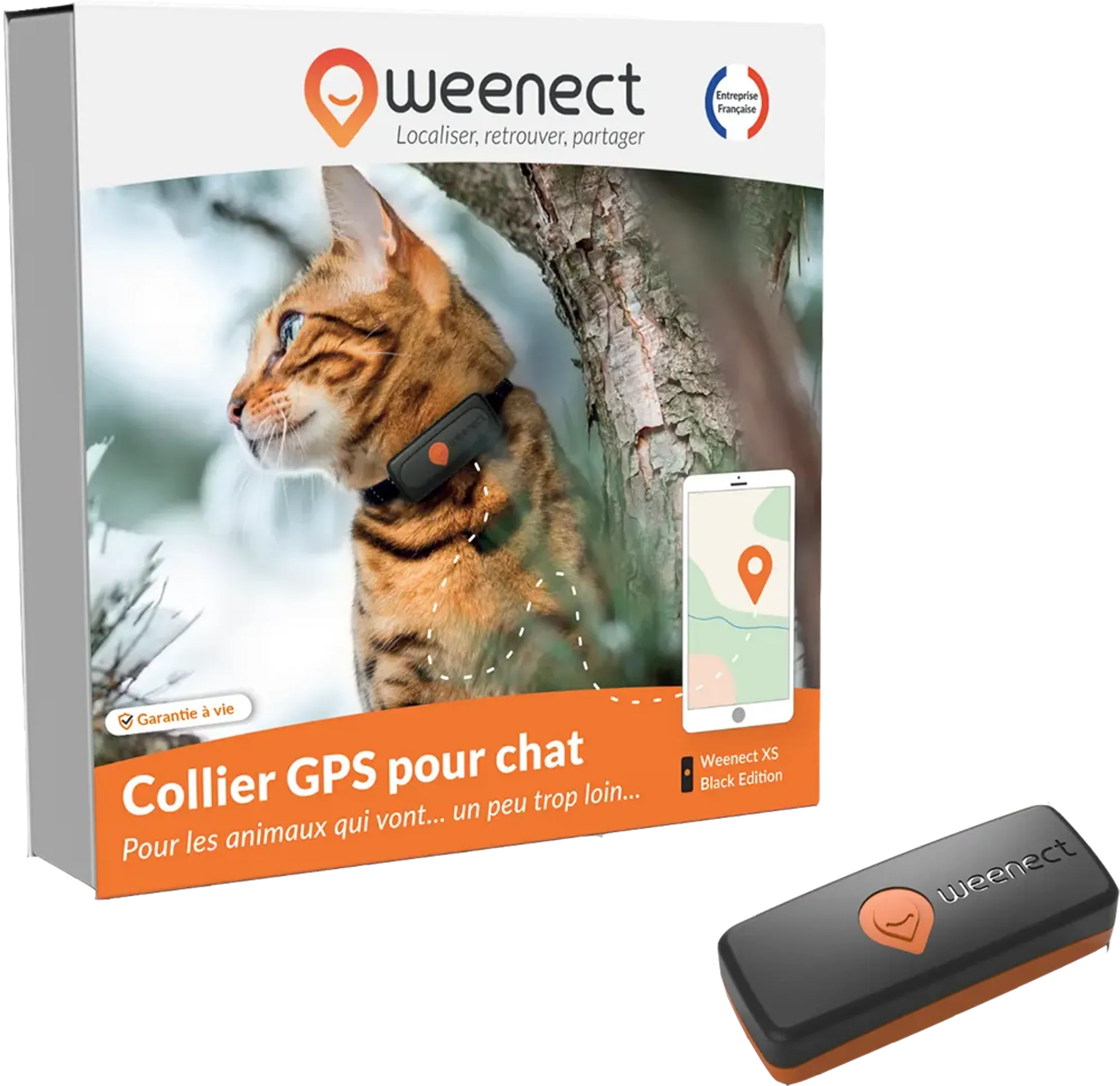 GPS tracker voor katten - XS Cats - Zwart