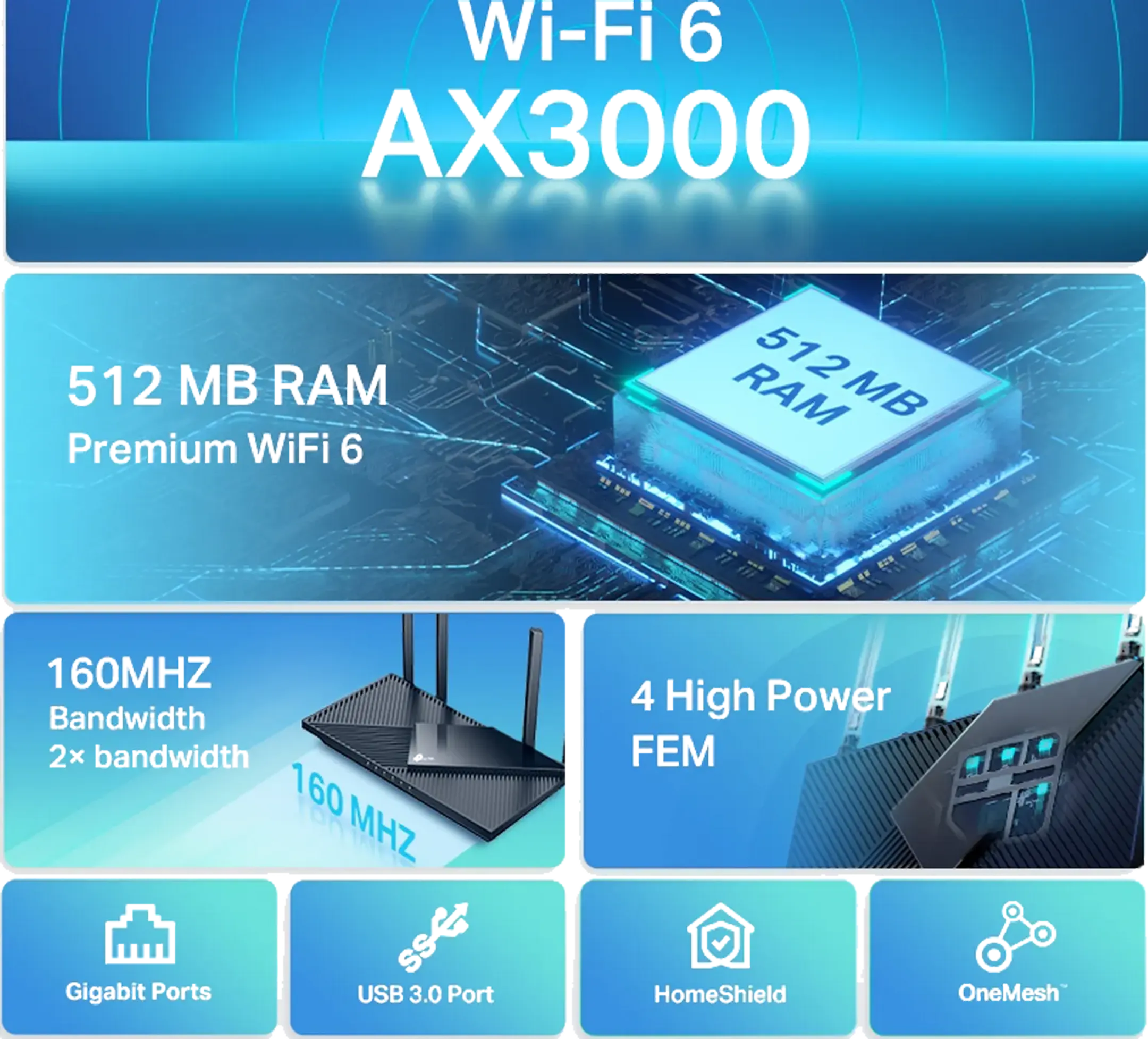 TP Link AX3000 Dual-Band Gigabit WiFI 6 Router image