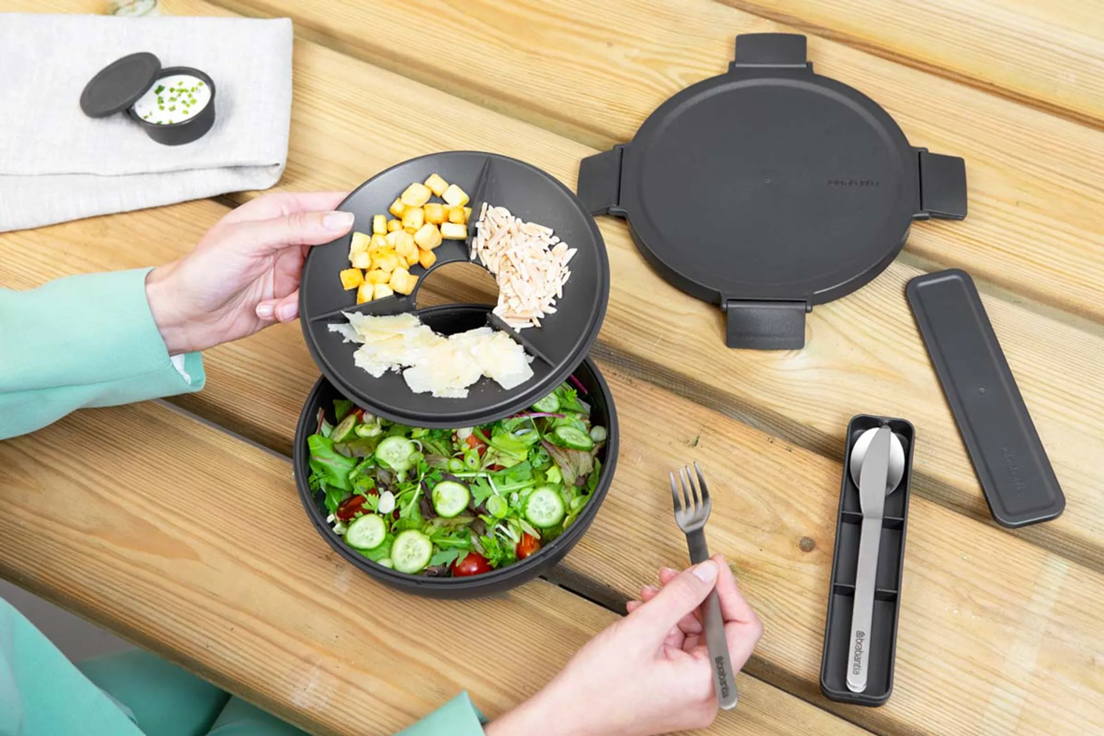 Brabantia Make & Take salade lunchkom 1,3 liter - Dark Grey image