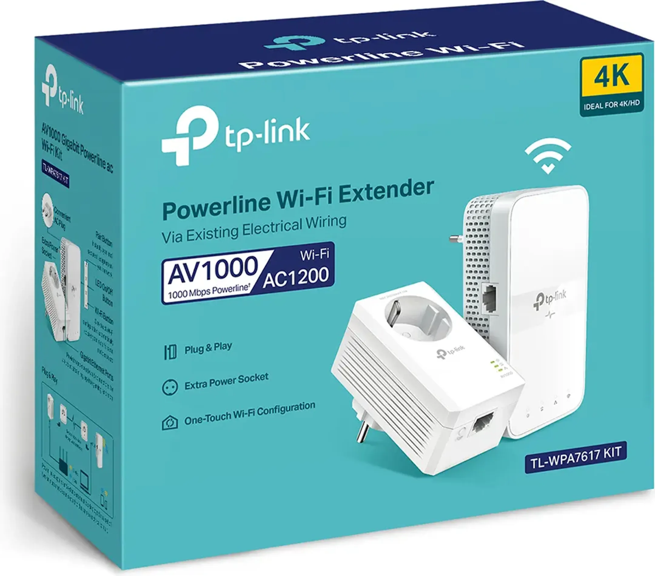 TP Link AV1000 Gigabit Passthrough Powerline AC Wi-Fi Kit TL-WPA7617 image