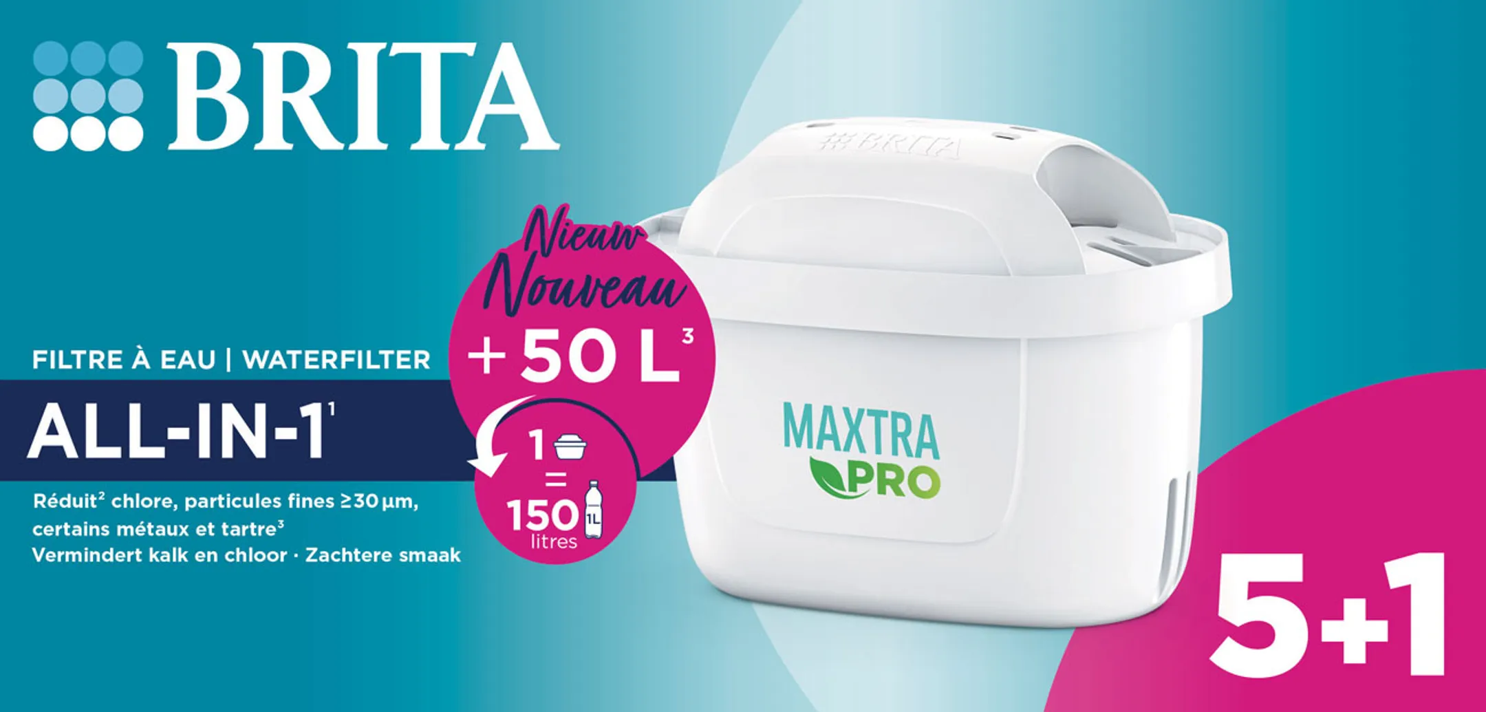 Brita Waterfilterpatroon MAXTRA PRO ALL-IN-1 5+1 GRATIS image
