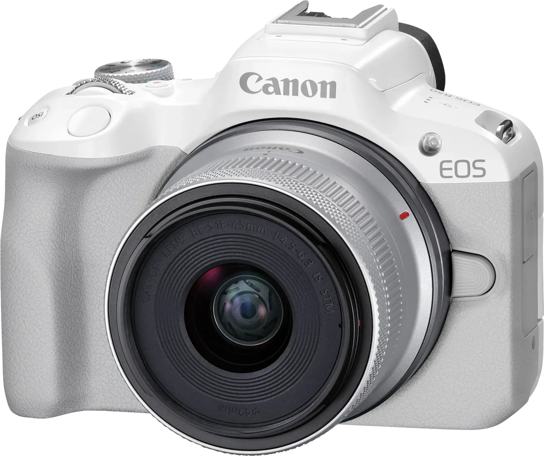 Appareil photo hybride EOS R50 - Blanc + objectif RF-S 18-45 mm f/4.5-6.3 IS STM