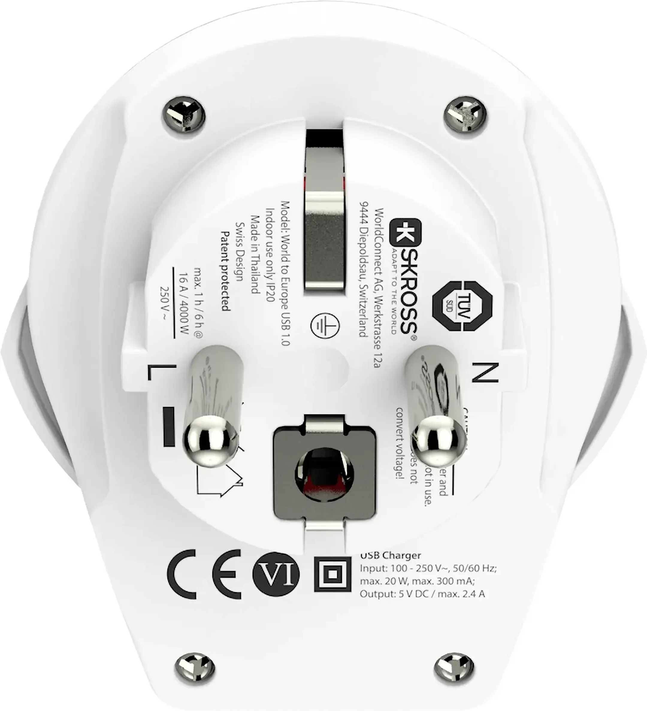 Skross Travel adapter World to Europe USB image