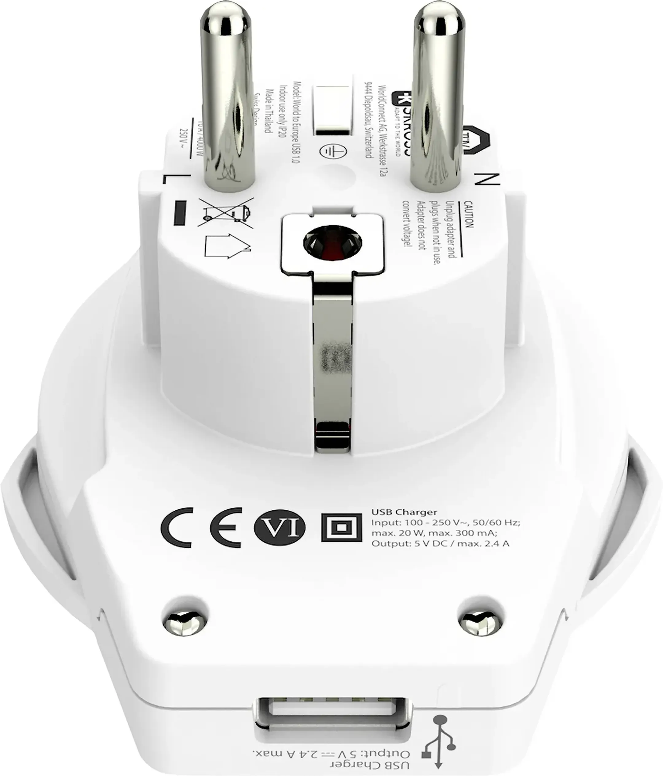 Skross Travel adapter World to Europe USB image