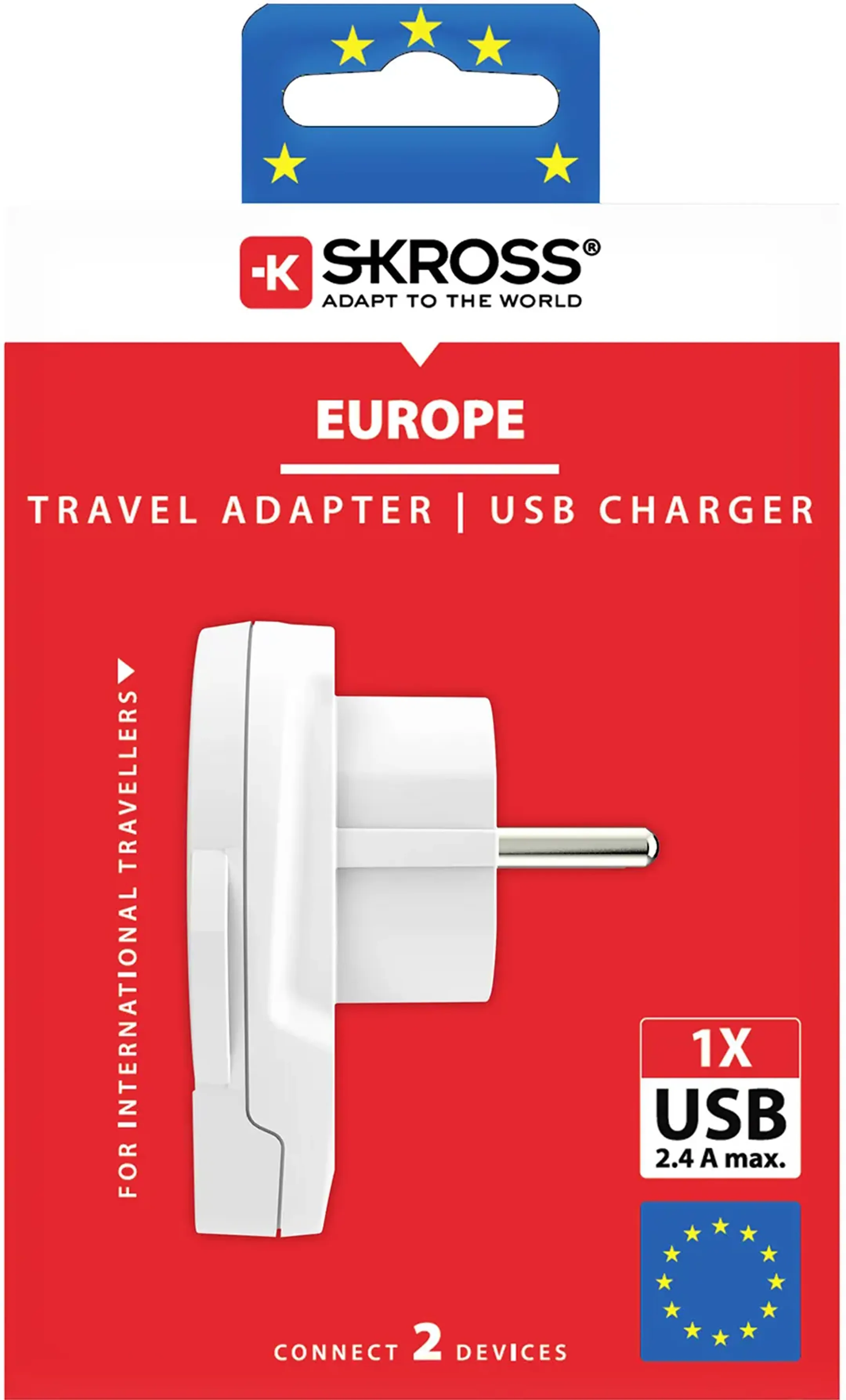 Skross Travel adapter World to Europe USB image
