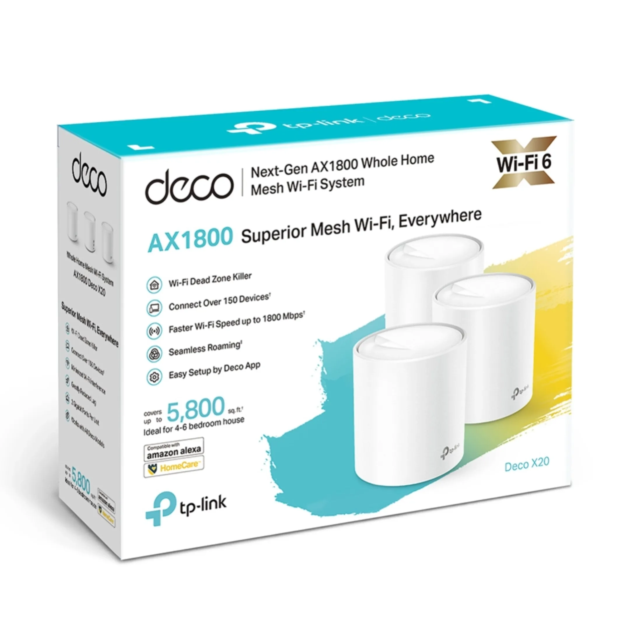 TP Link Deco X20 AX1800 Whole Home Mesh Wifi-systeem - 3 pack image