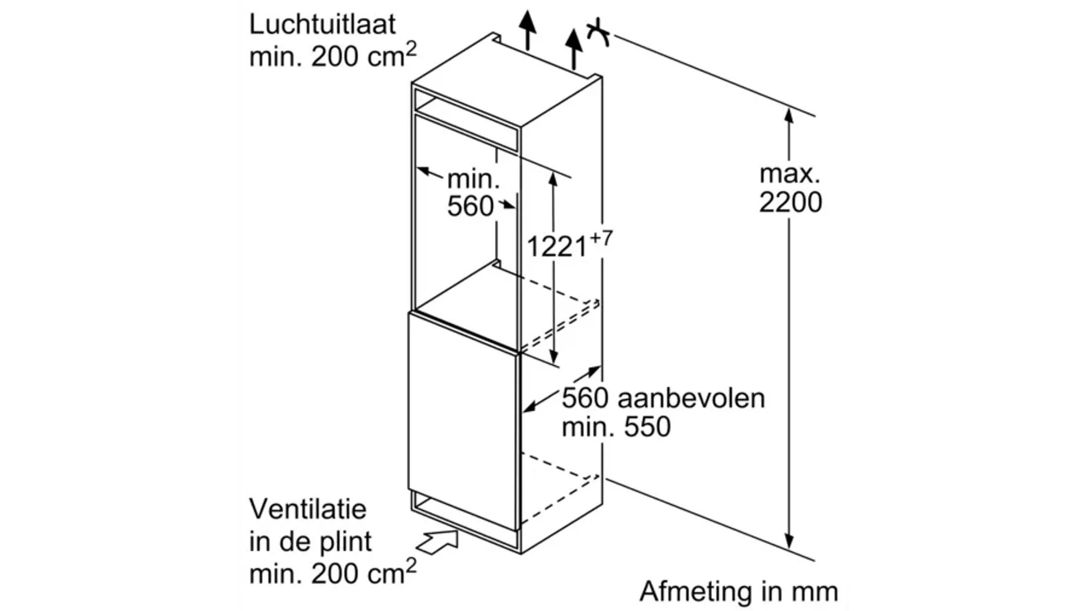 Bosch Inbouw koelkast met diepvries KIL425SE0 Serie 2 SuperCooling 122 cm image