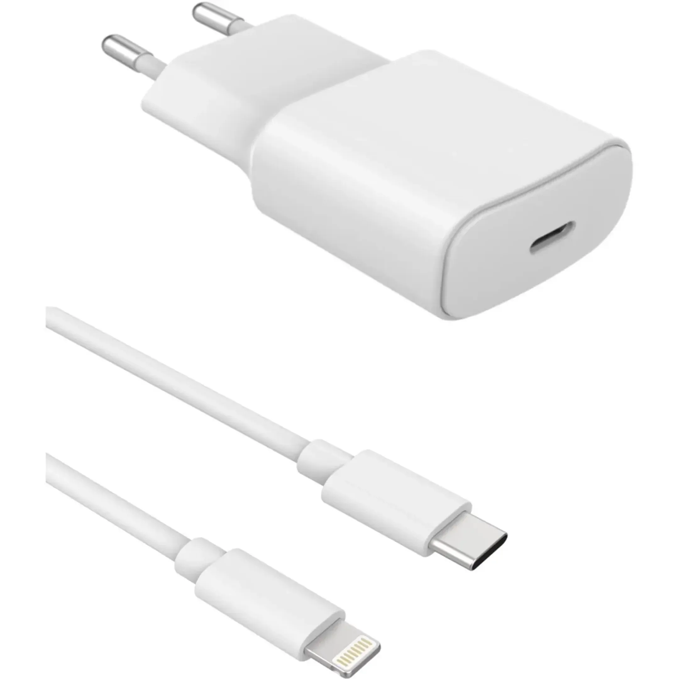 Bundle product  USB C netstroomlader 20 W + Lightning kabel - Wit