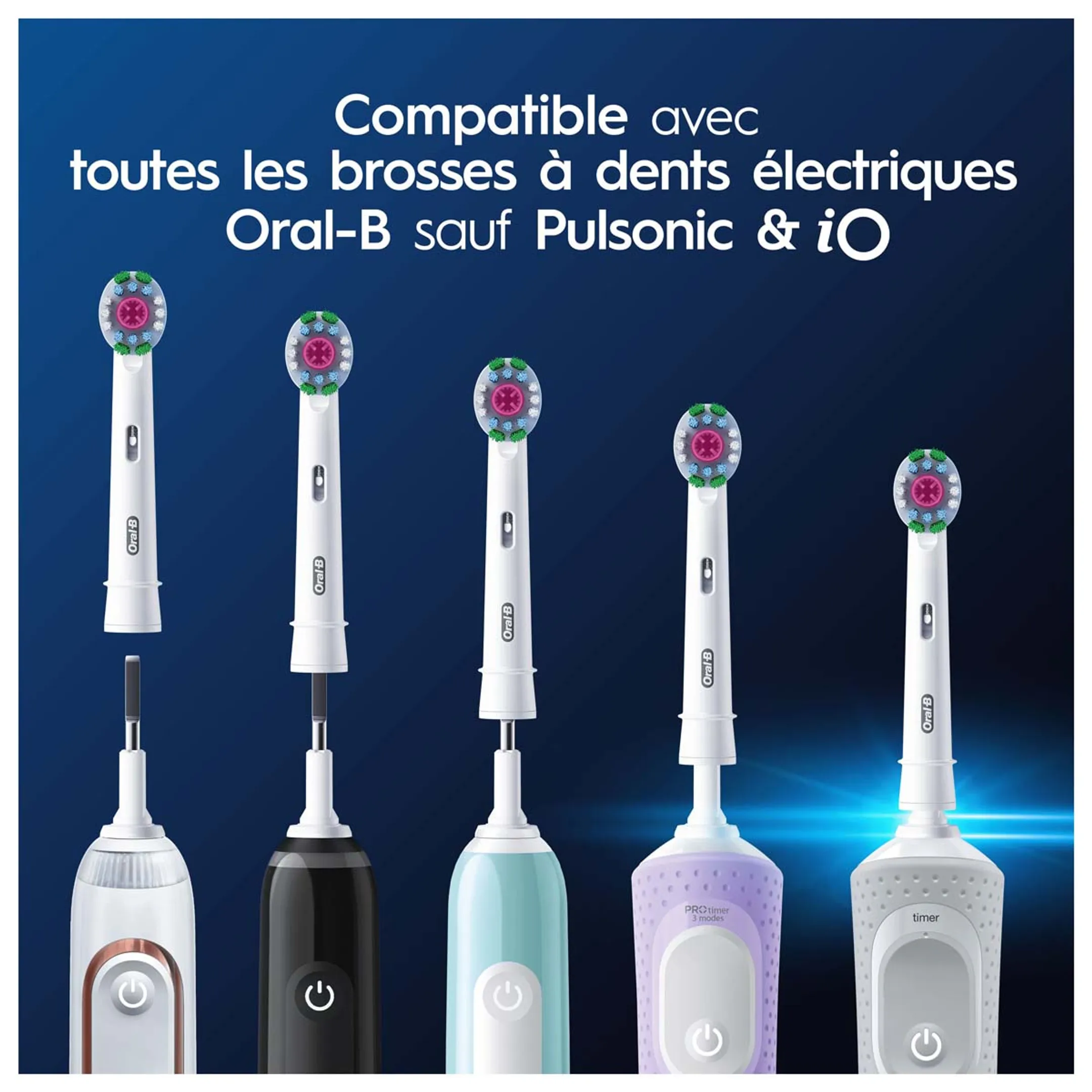 Oral-B Pro 3D White Brossettes Pour Brosse À Dents, 3 Unités image