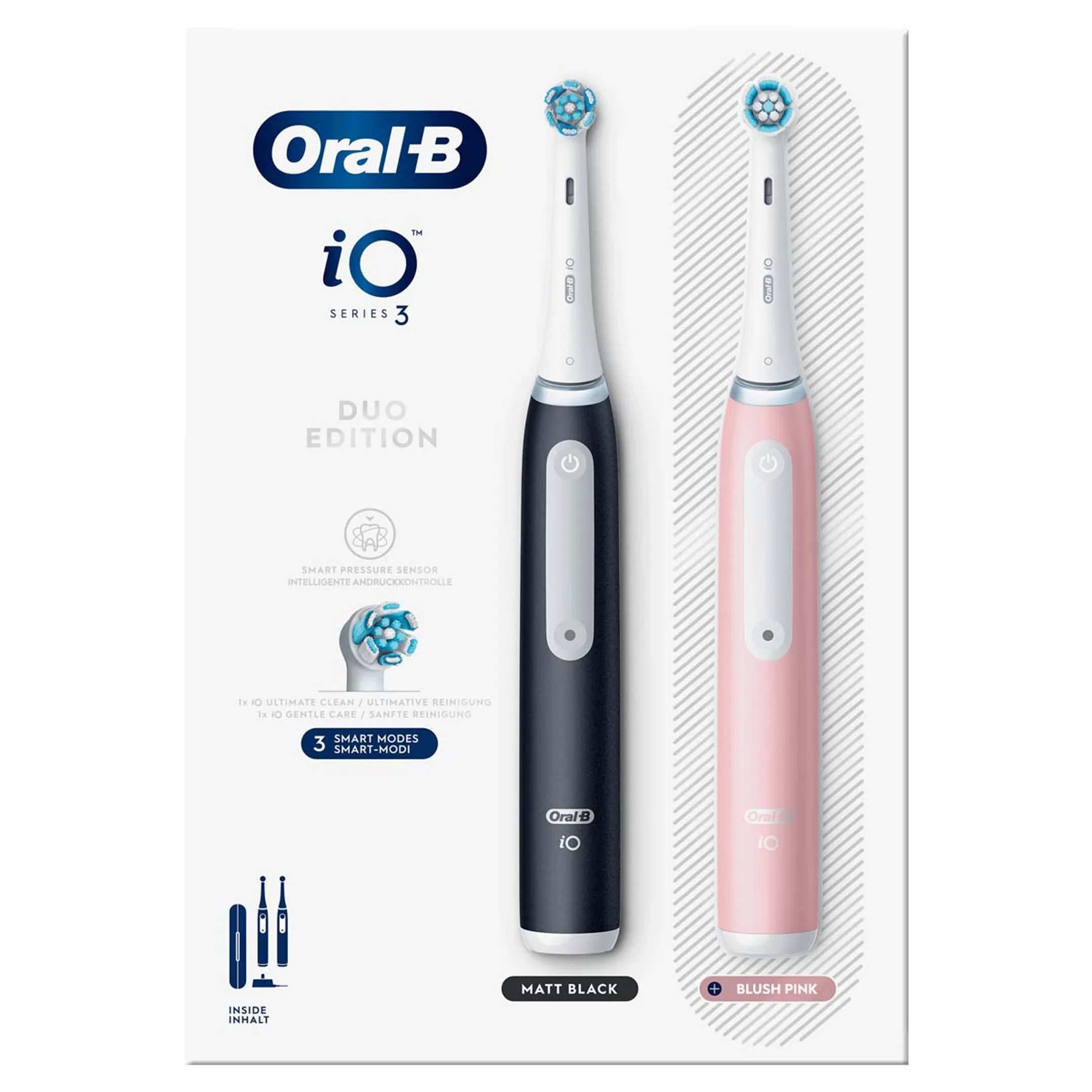 Oral-B Elektrische Tandenborstels iO3 Duo Zwart/Roze + Reisetui image