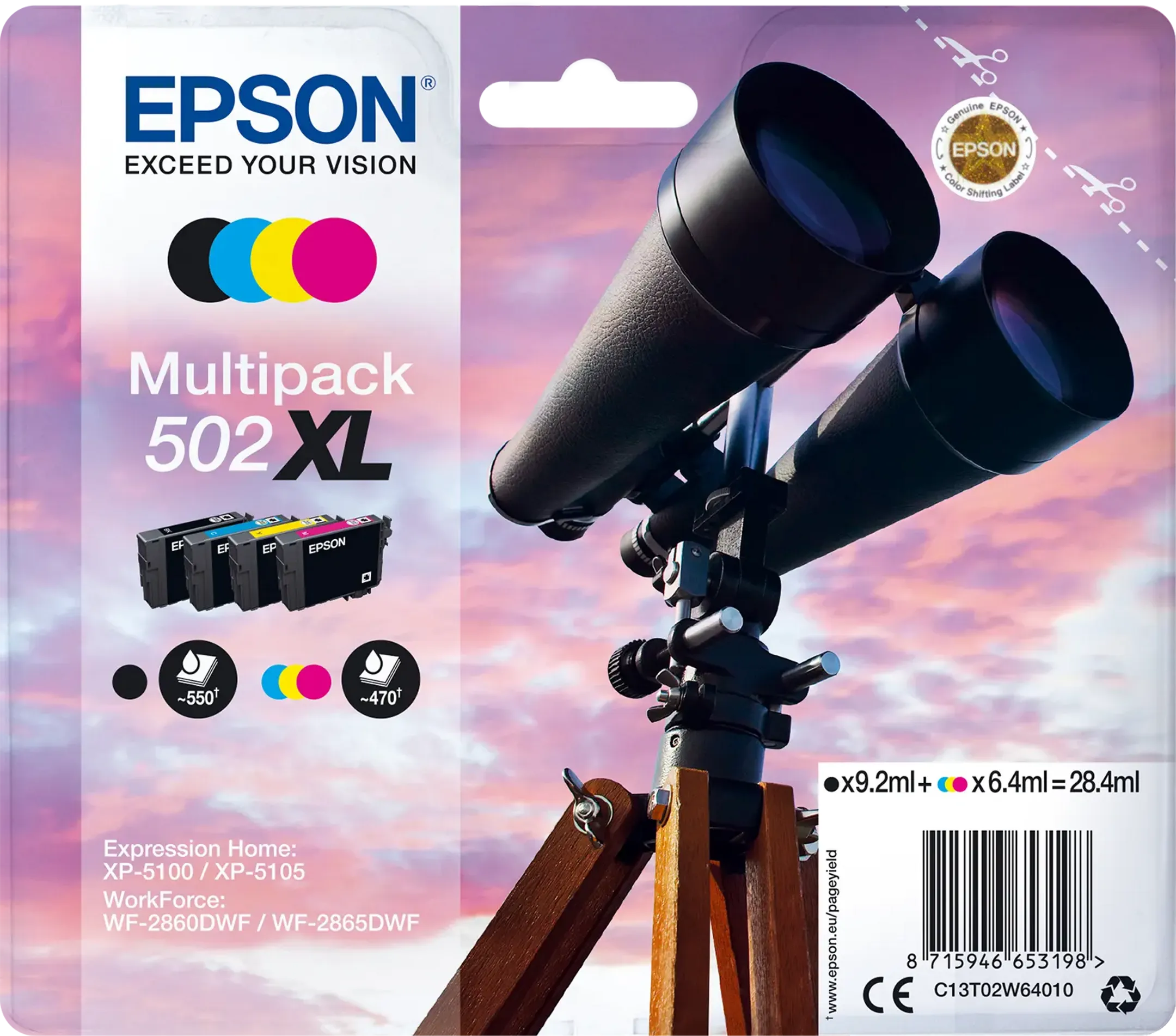 Multipack 502XL 4 couleurs - 28,4 ml. - CMYK