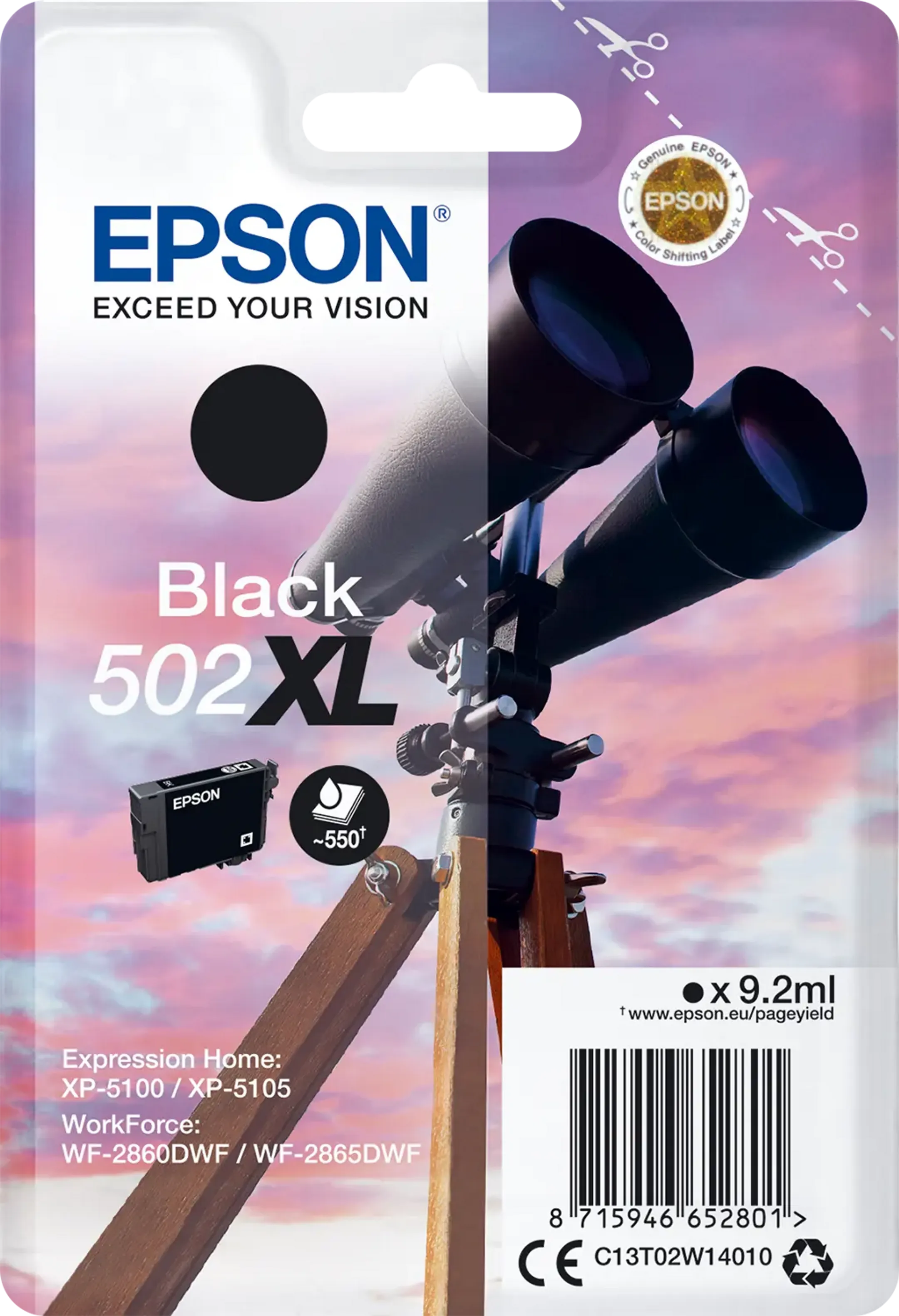 Cartouche d'encre 502XL - 9,2 ml. - Noir