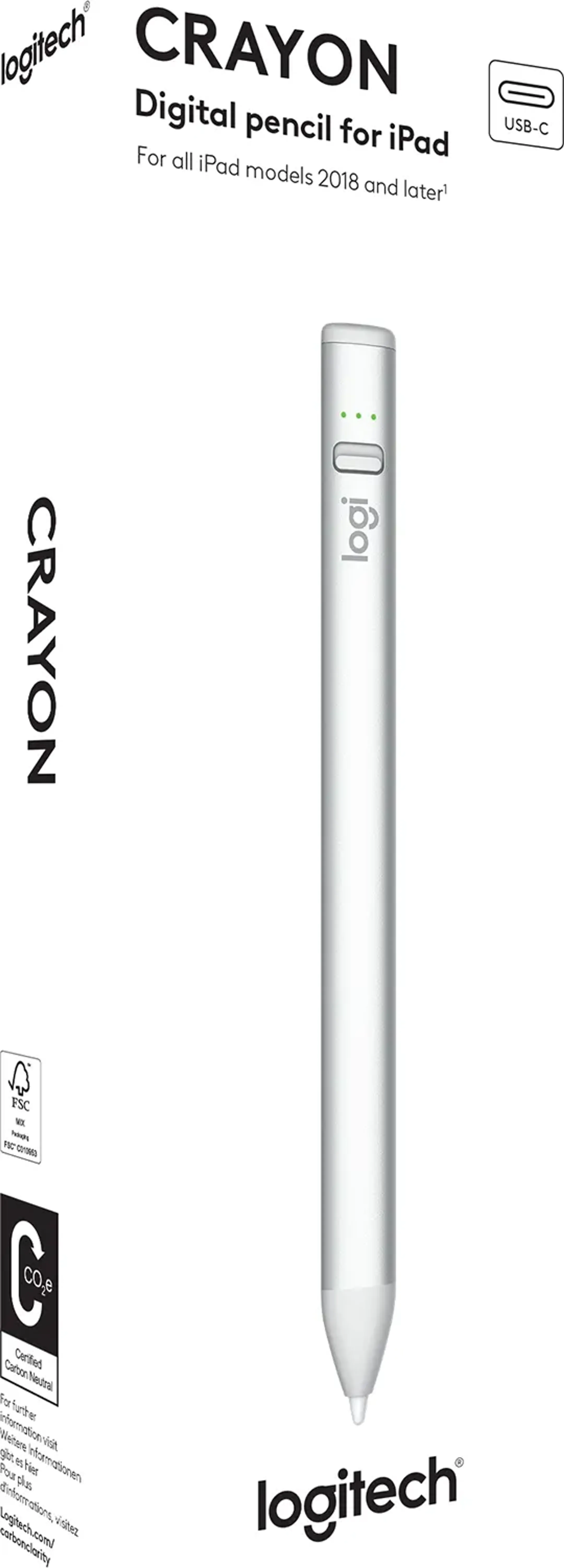 Logitech Crayon stylet numérique pour iPad - USB C image