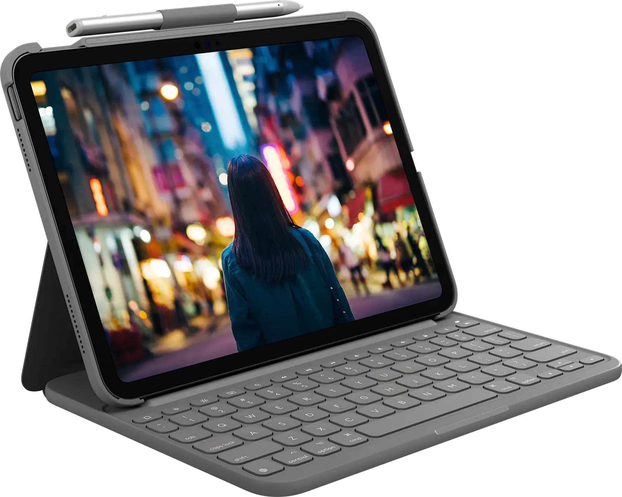 Slim Folio toetsenbordcover (Azerty FR) voor iPad (2021 & 2022) - Grijs
