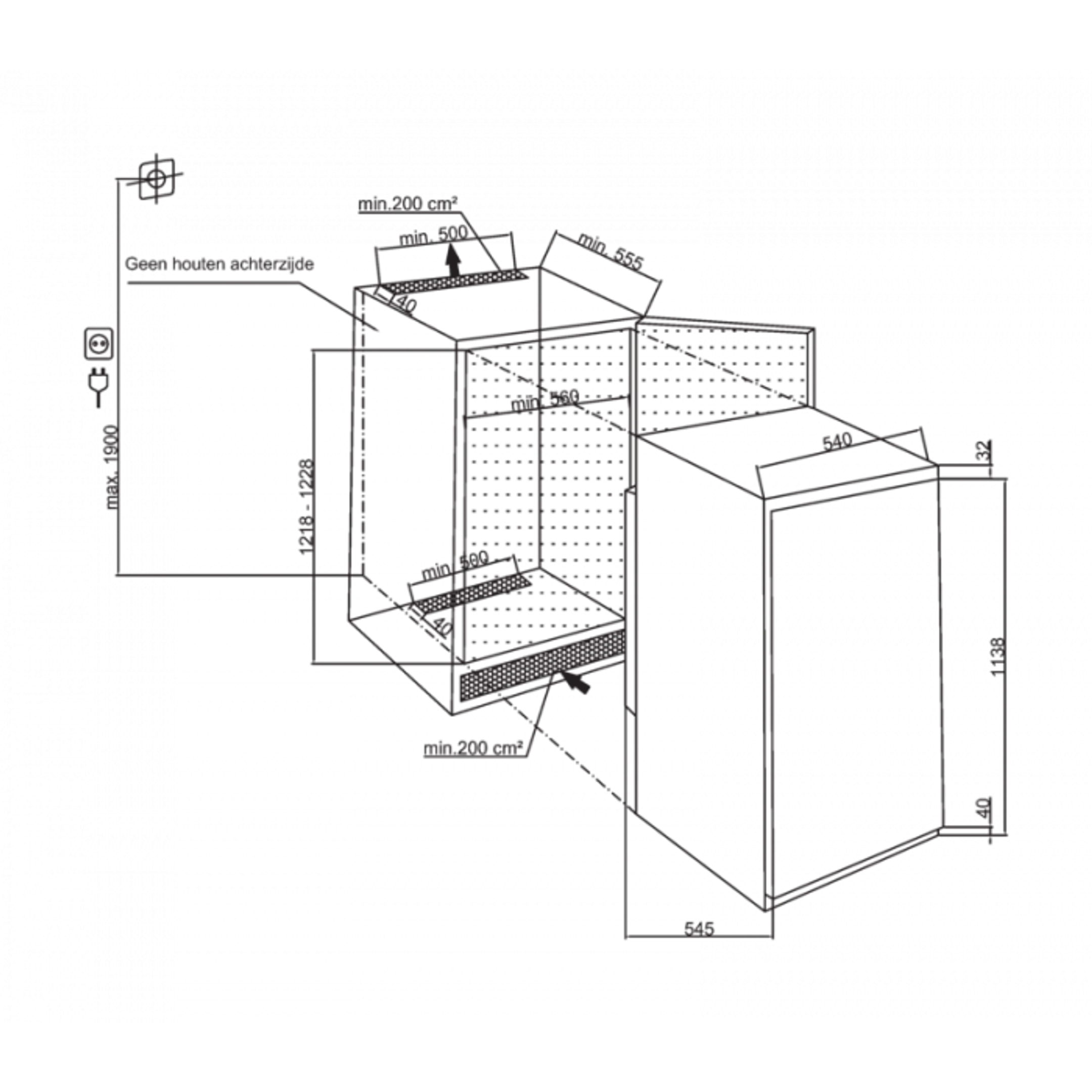 Beko Inbouw koelkast BSSA210K4SN image