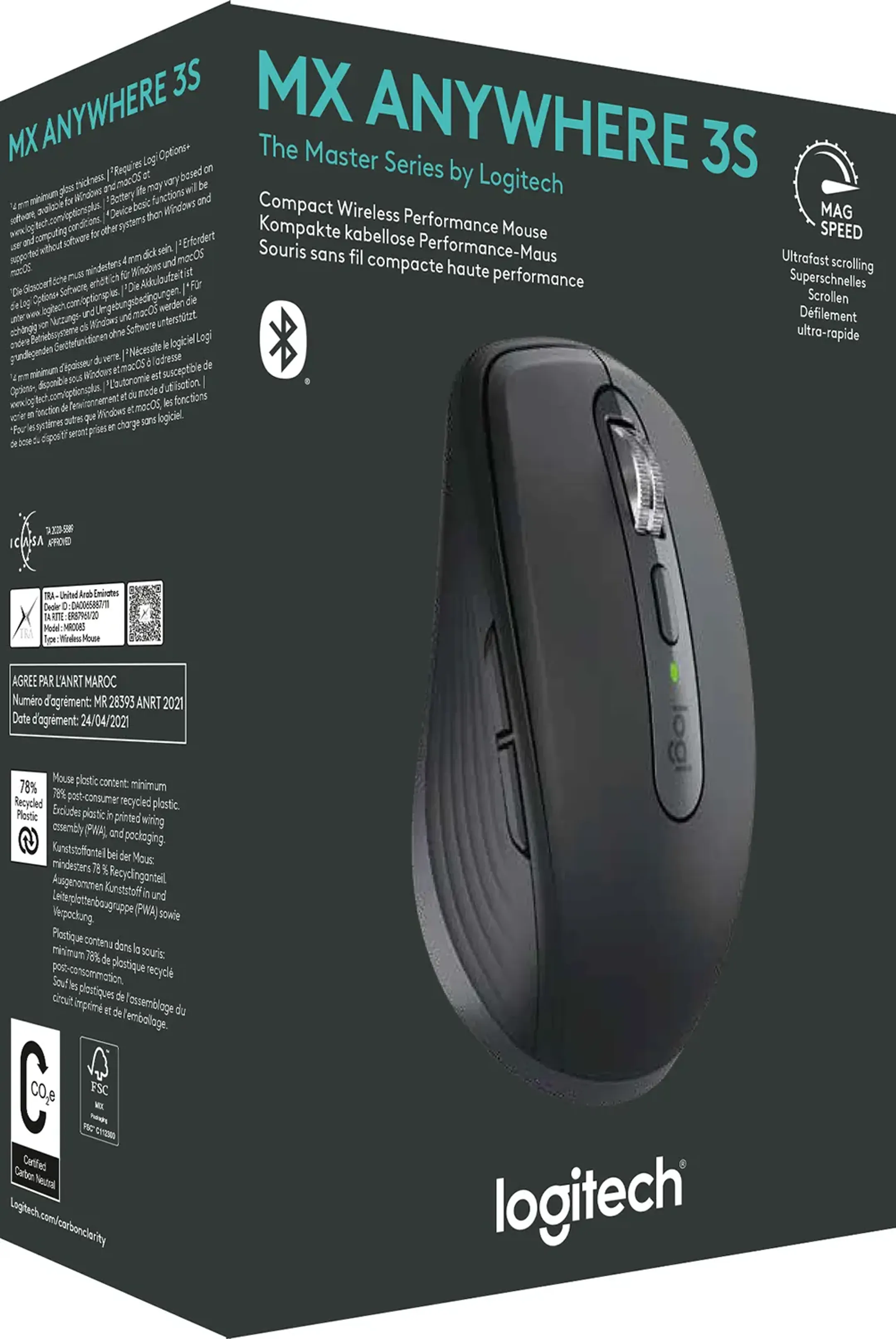 Logitech MX Anywhere 3S souris Bluetooth - Graphite image