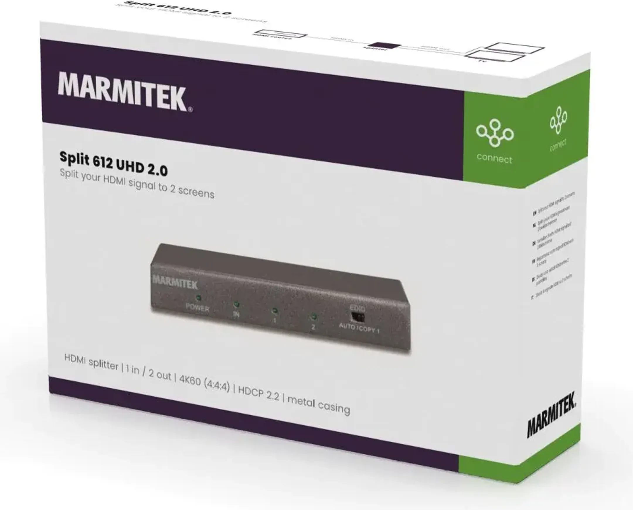 Marmitek Split 612 UHD 2.0 4K 60 Hz HDMI-splitter - 2 poorten image