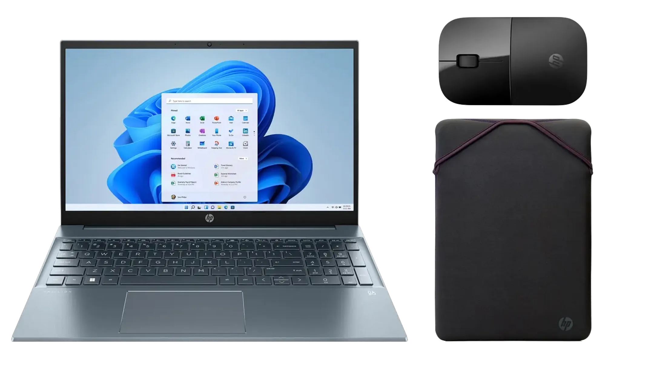 Bundel Pavilion Laptop 15-eg2038nb + Wireless muis Z3700 + zwart/grijze sleeve