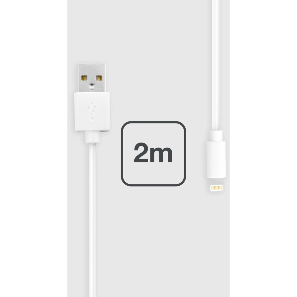 Câble Lightning Vers USB 2 M - Certifié MFi, Blanc, Marque Callstel (réf. HZ2805)