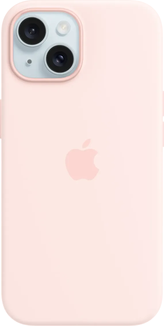 Coque en silicone avec MagSafe pour iPhone 15 - Rose pâle