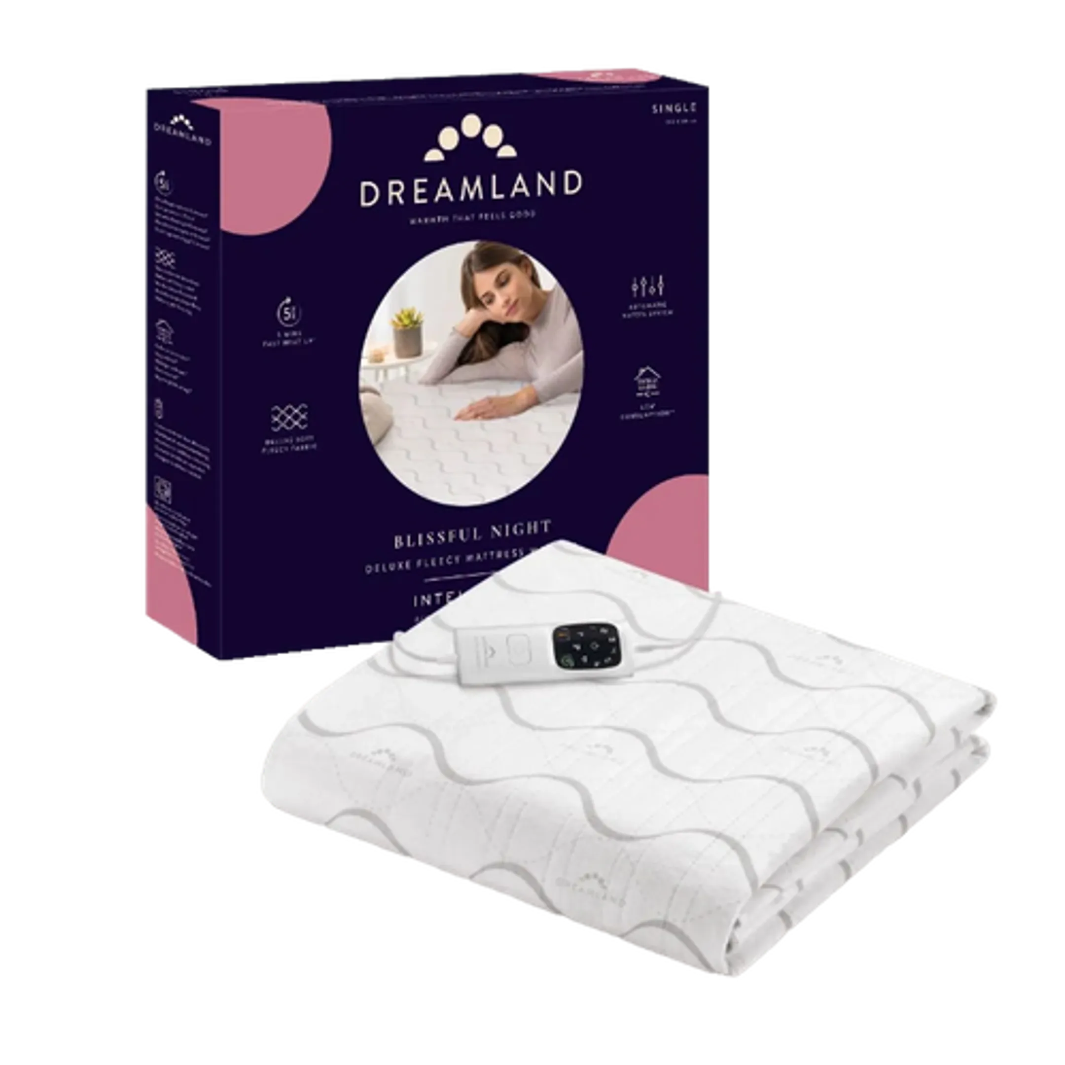 Deluxe Fleece Verwarmde Matrastopper SINGLE met 1 Schakelaar
