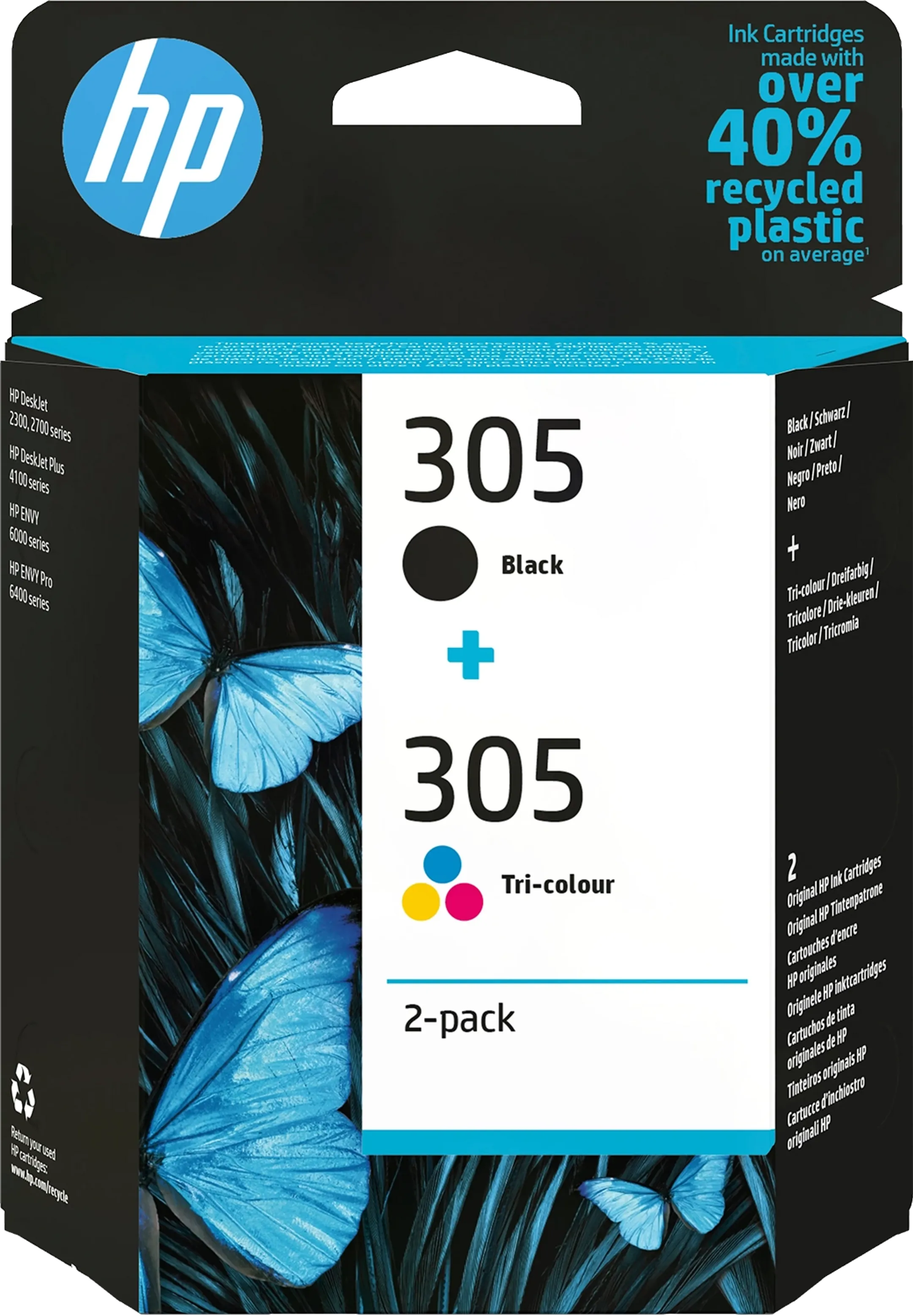 Bundle product 305 Inktpatroon - Zwart + 3-kleuren - 2-pack