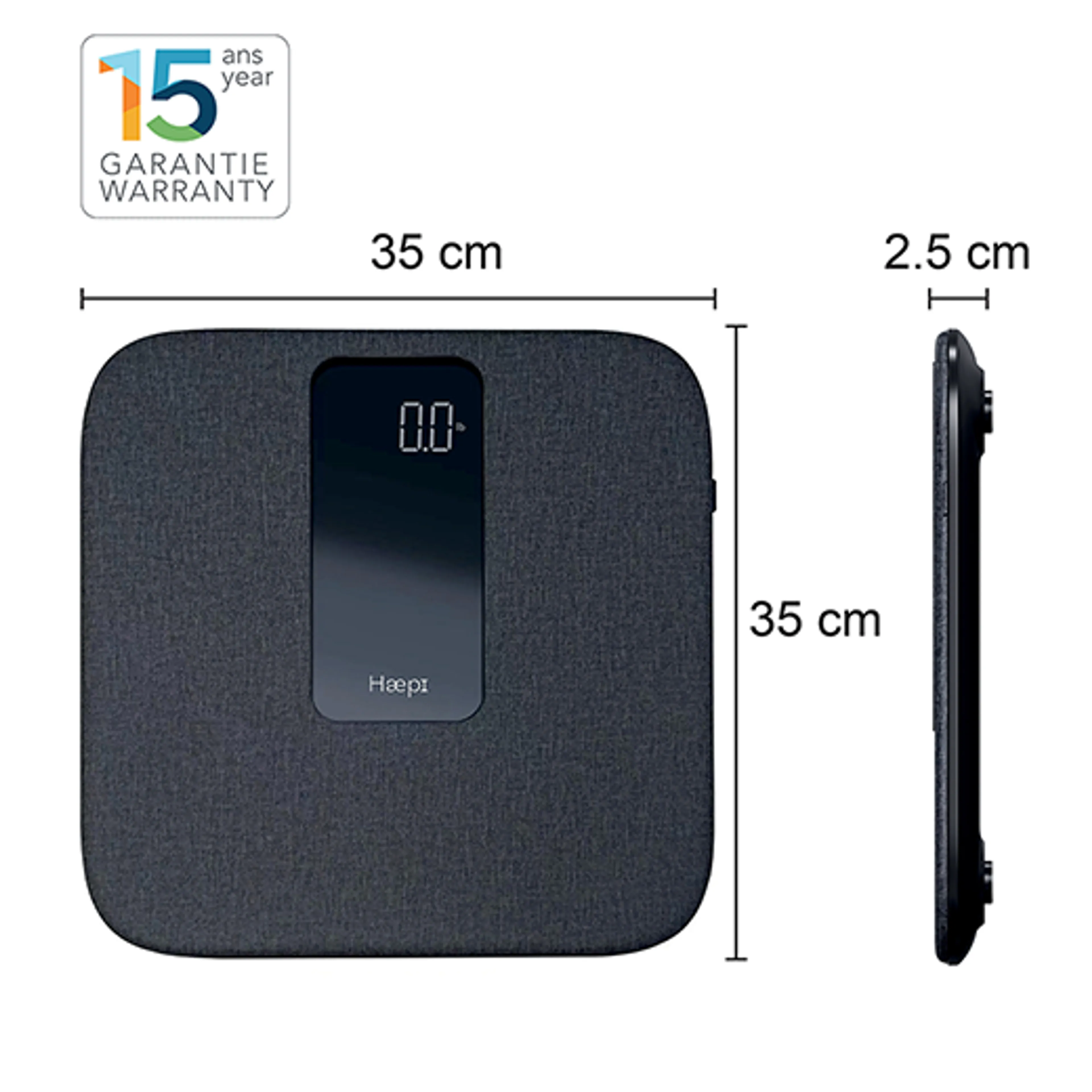 HAEPI Pèse-Personne Lin Doux, 180kg, Design, Piles incl image