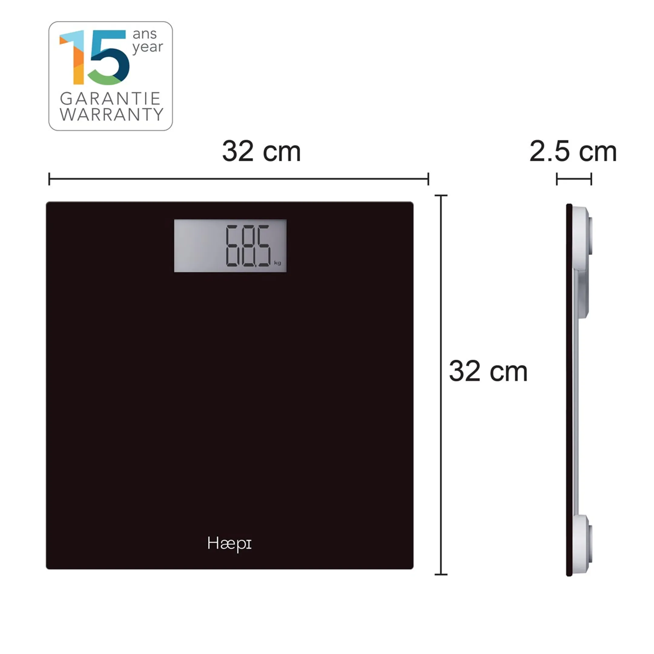 HAEPI Personenweegschaal, 180kg, Grote Cijfers, Incl. Batt image