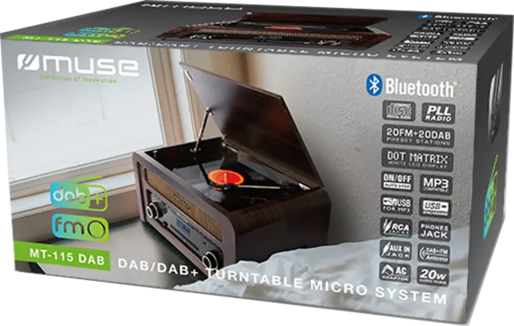 Muse MT-115 DAB platenspeler - Hout image