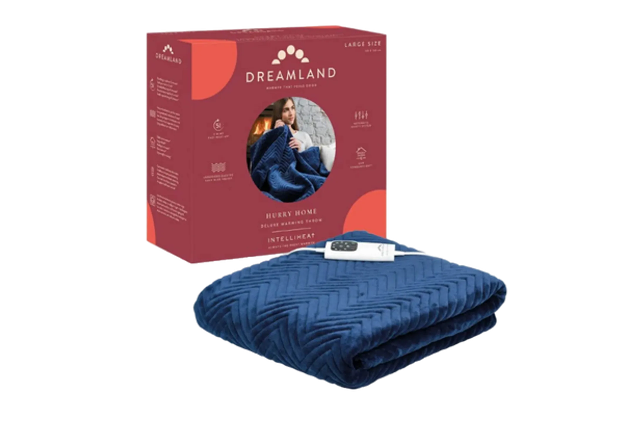Luxe Blauw Warmtedeken of Plaid met Vissengraat - Hurry Home - Large