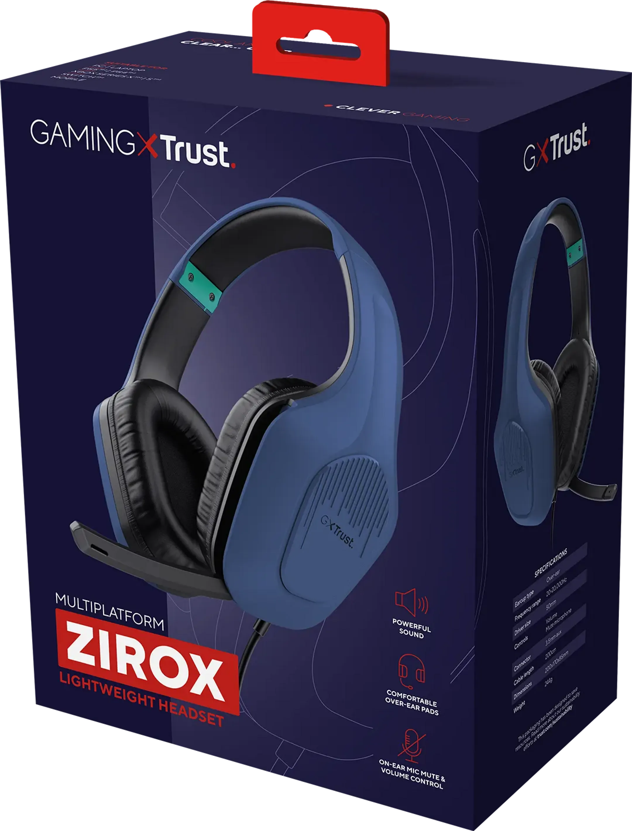Trust Casque gaming GXT 415B Zirox - Bleu image