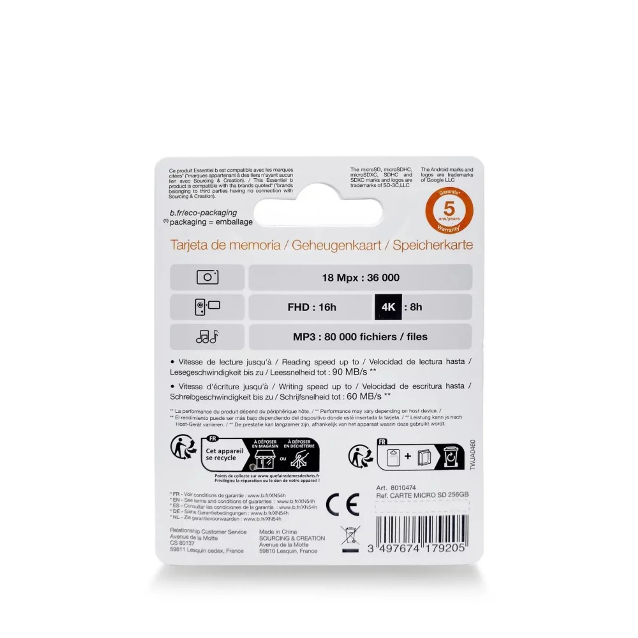 Essentiel-B Carte mémoire micro 256Go SDXC image