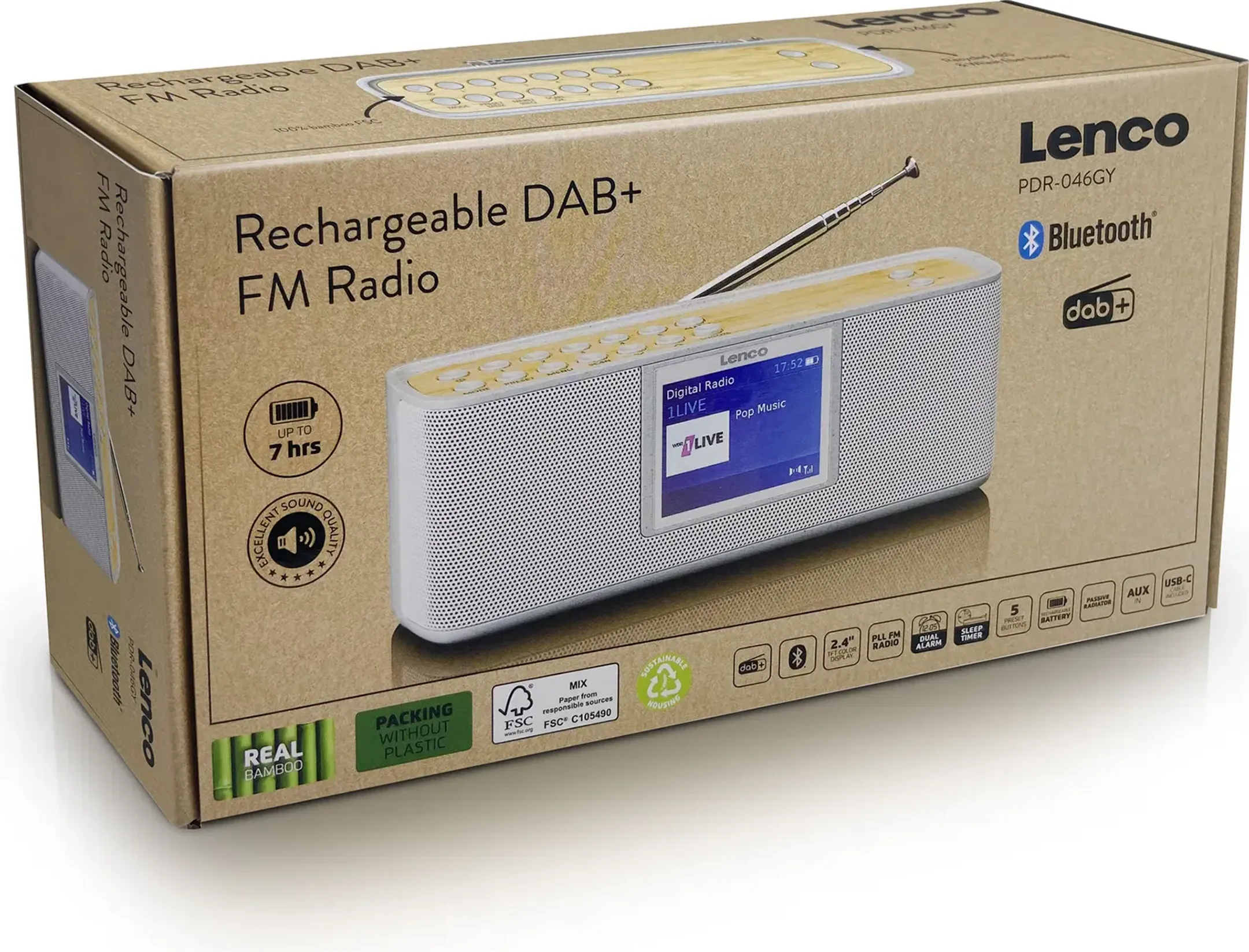 Lenco Radio DAB+ PDR-046GY - Eco image