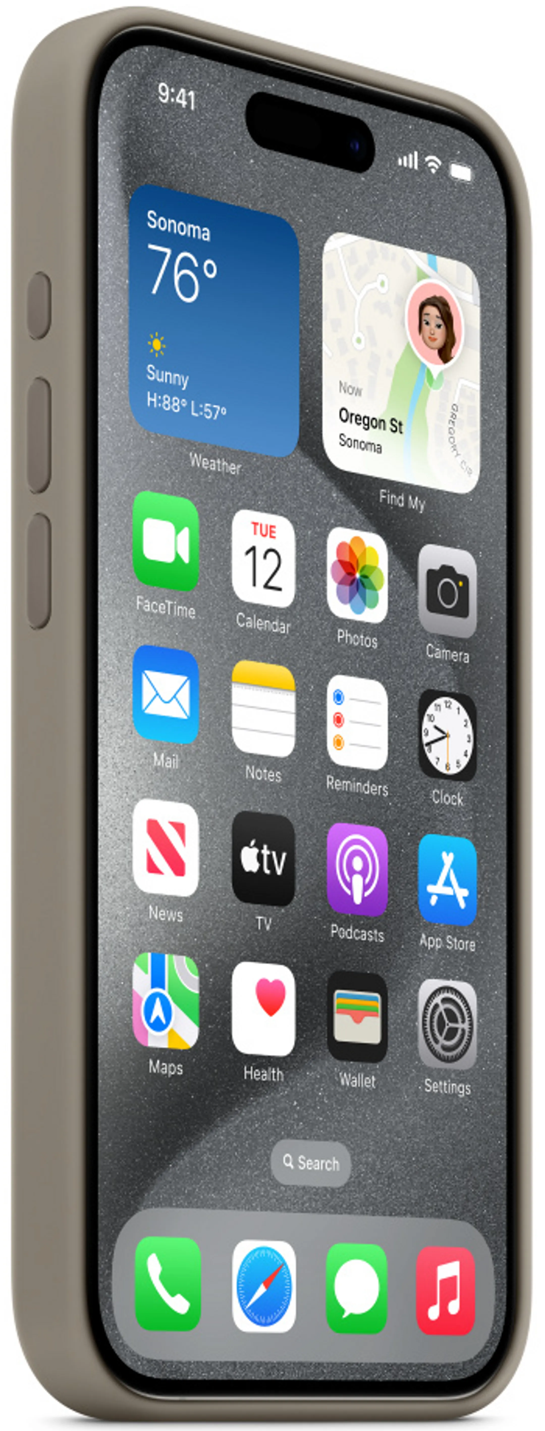 Apple Coque en silicone avec MagSafe pour iPhone 15 Pro - Argile image
