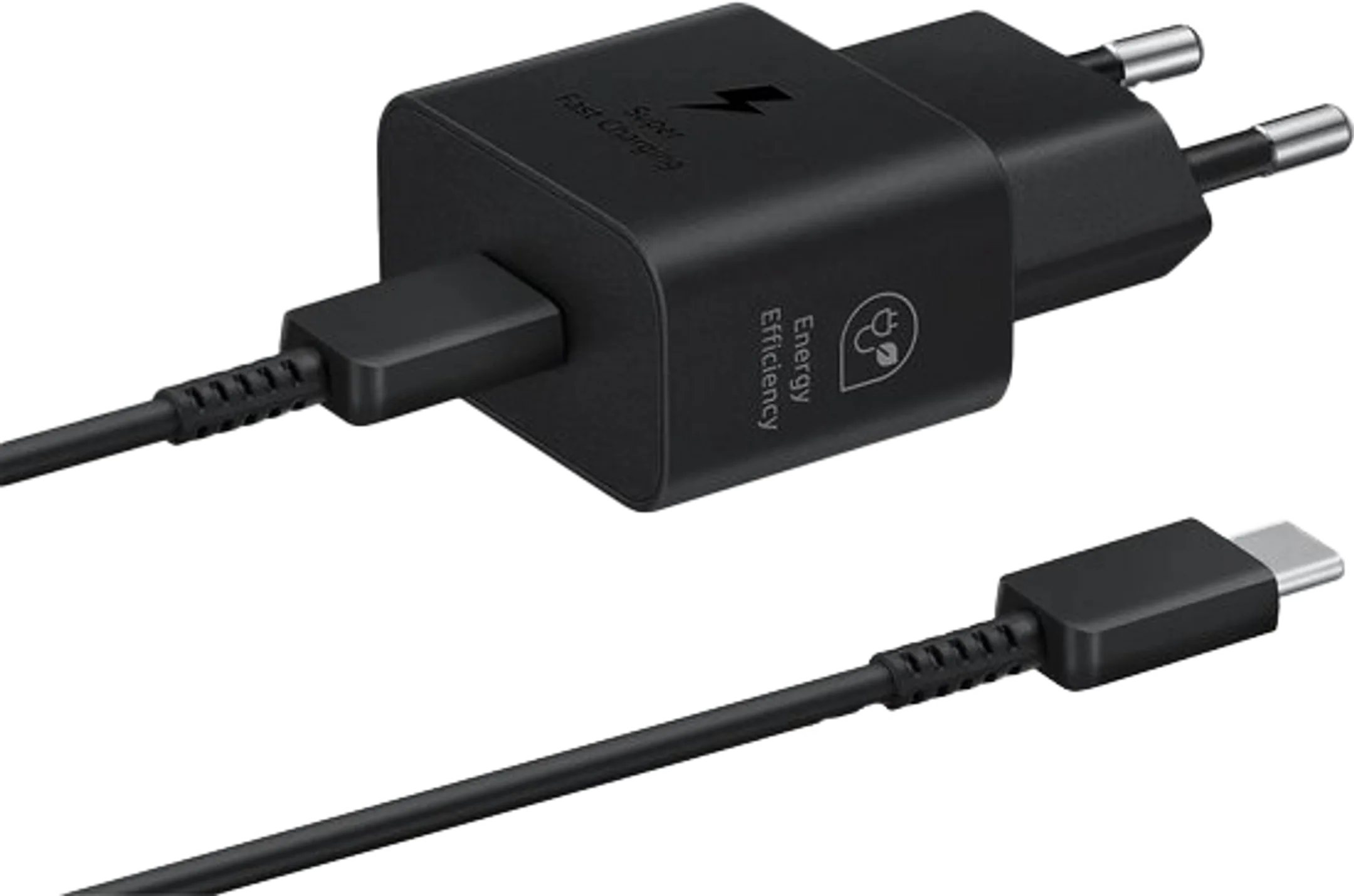 Bundle product 25W energy-efficiënte lader met USB-C kabel -1m - Zwart
