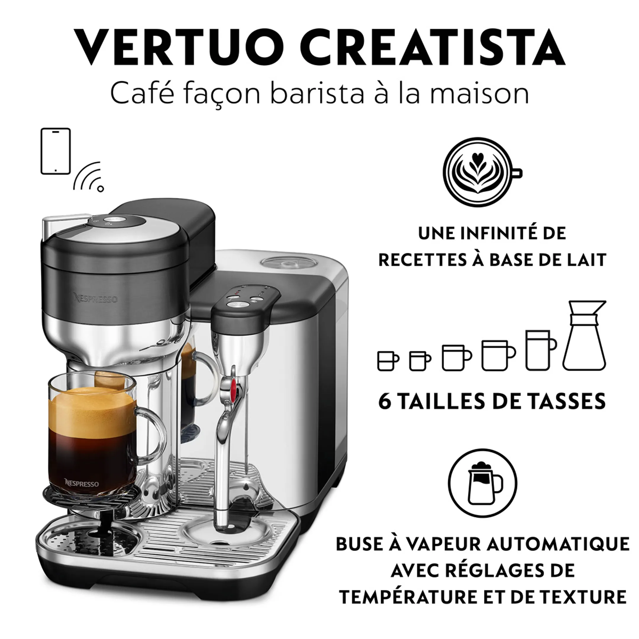 Sage Machine à café Nespresso Vertuo Creatista Black Stainless Steel image