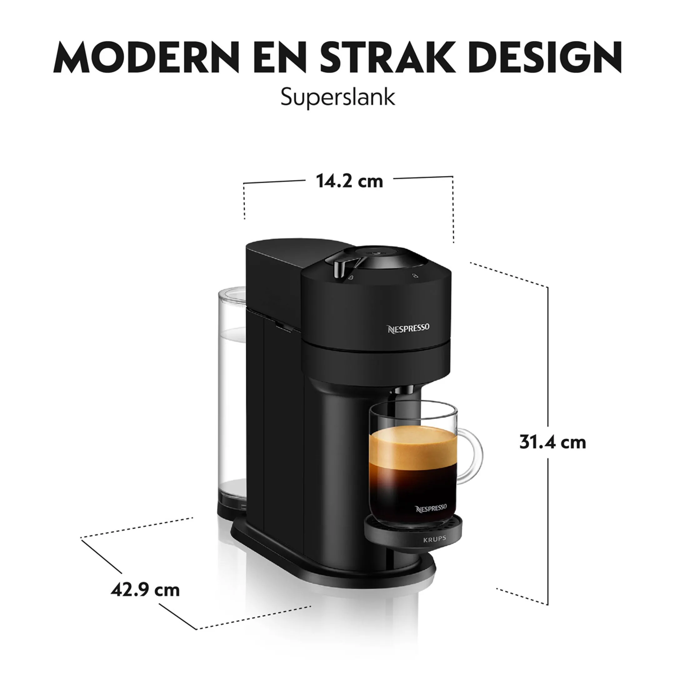 Krups Nespresso Vertuo Next koffiemachine, Matt Black image