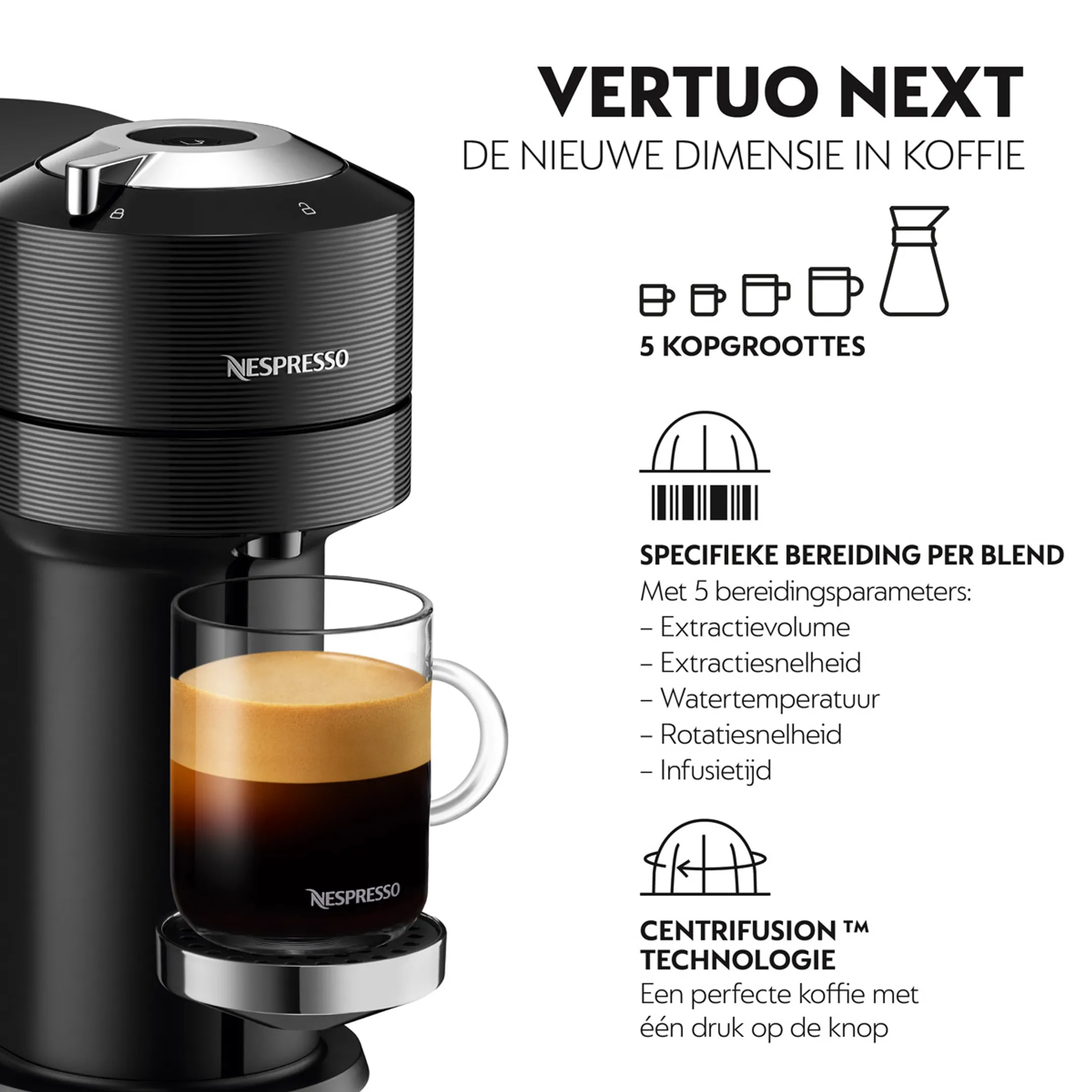 Krups Koffiemachine Nespresso Vertuo Next Premium Black, XN910810 image