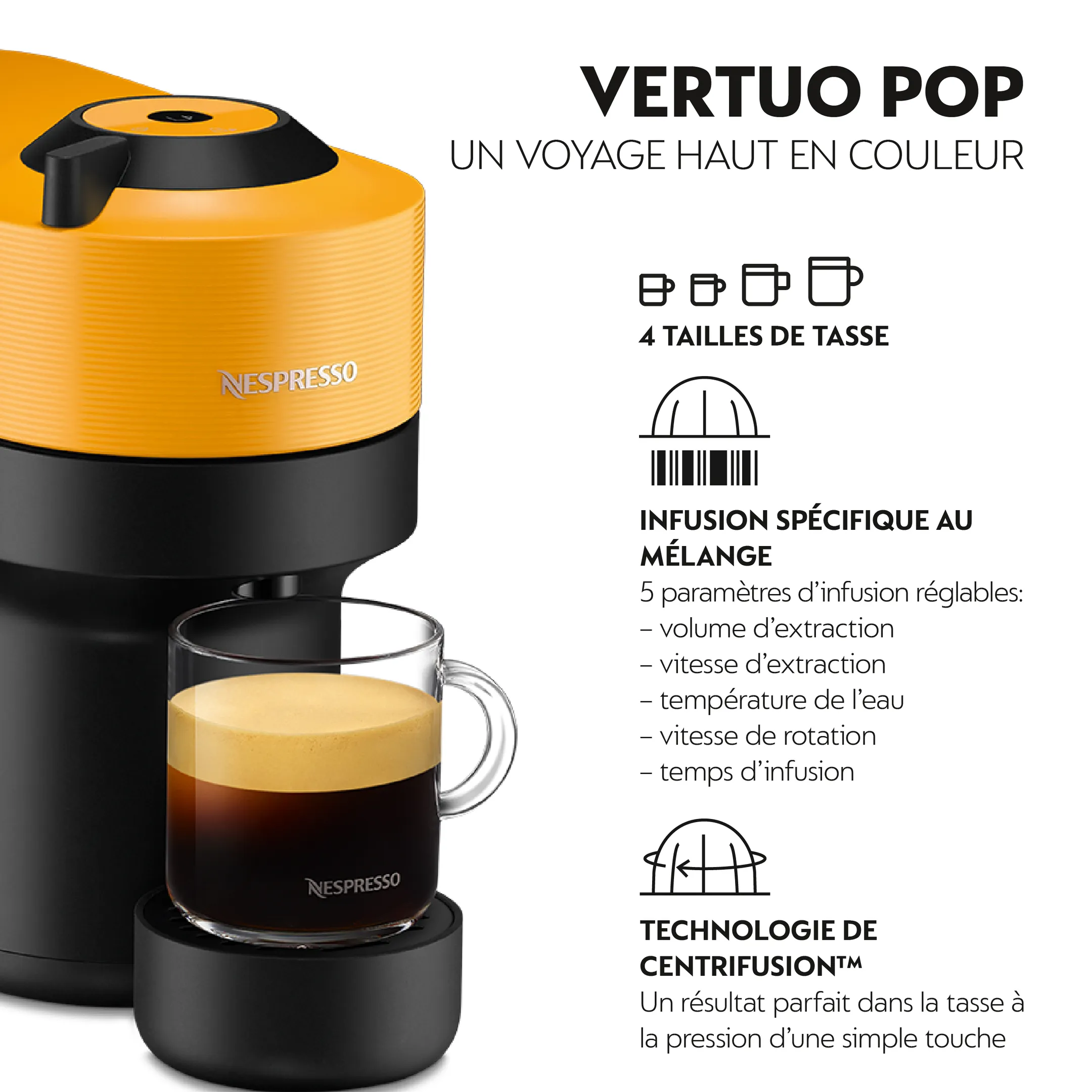 Machine à café Nespresso Vertuo Pop, Mango Yellow