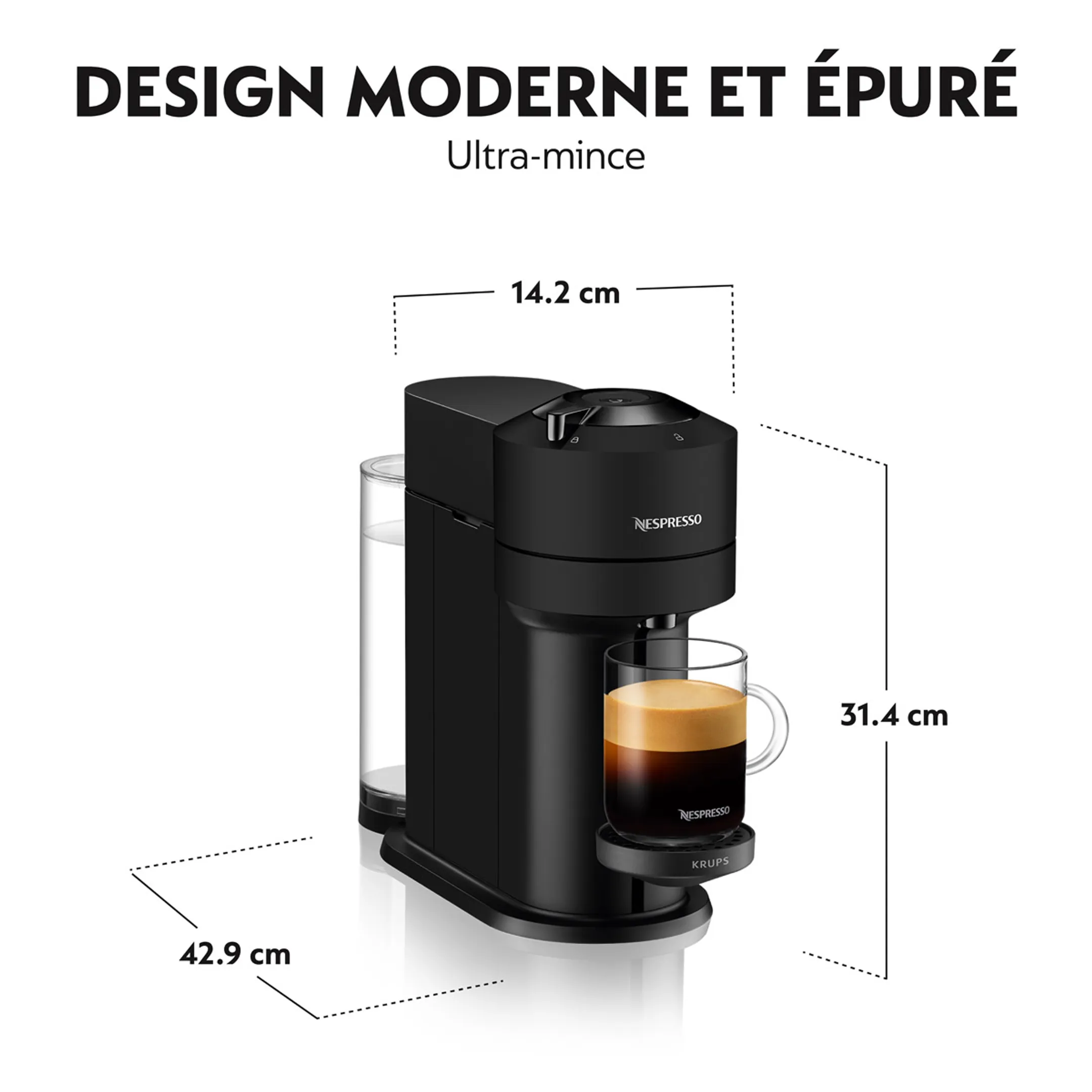 Krups Nespresso Vertuo Next machine à café, Matt Black image