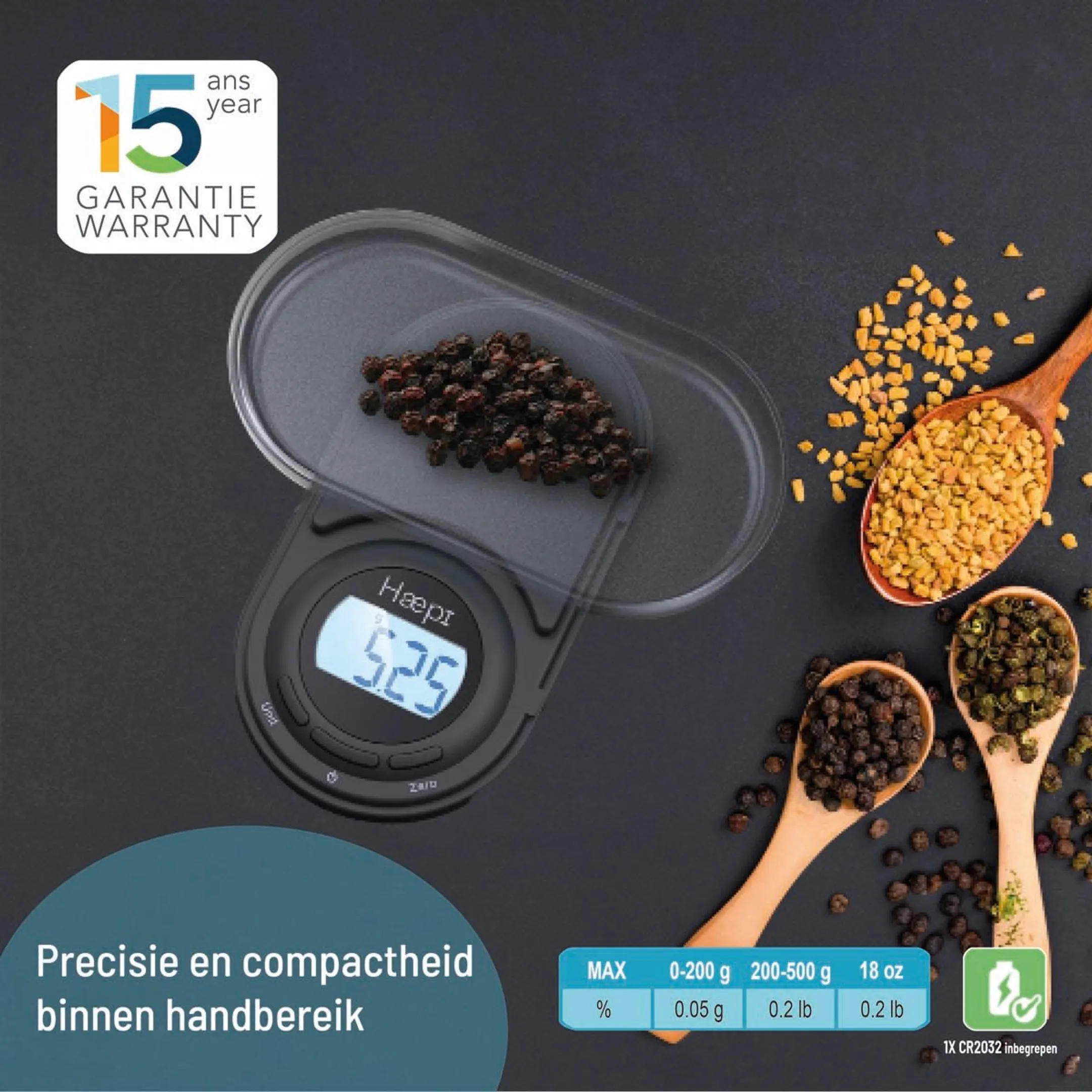 HAEPI Precieze Compacte Weegschaal, Incl. Batterijen image
