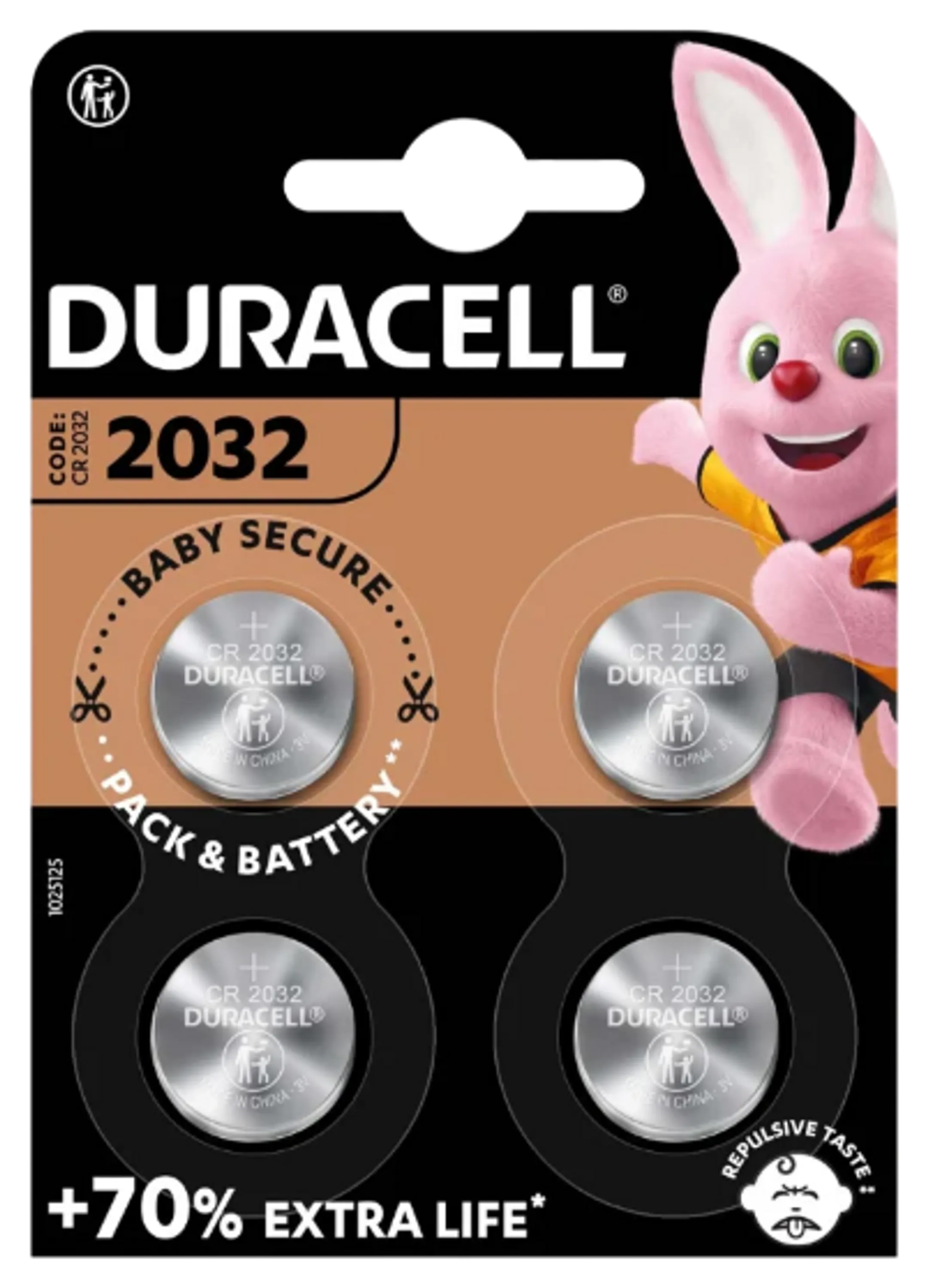 Piles bouton lithium CR2032 - 4 pièces