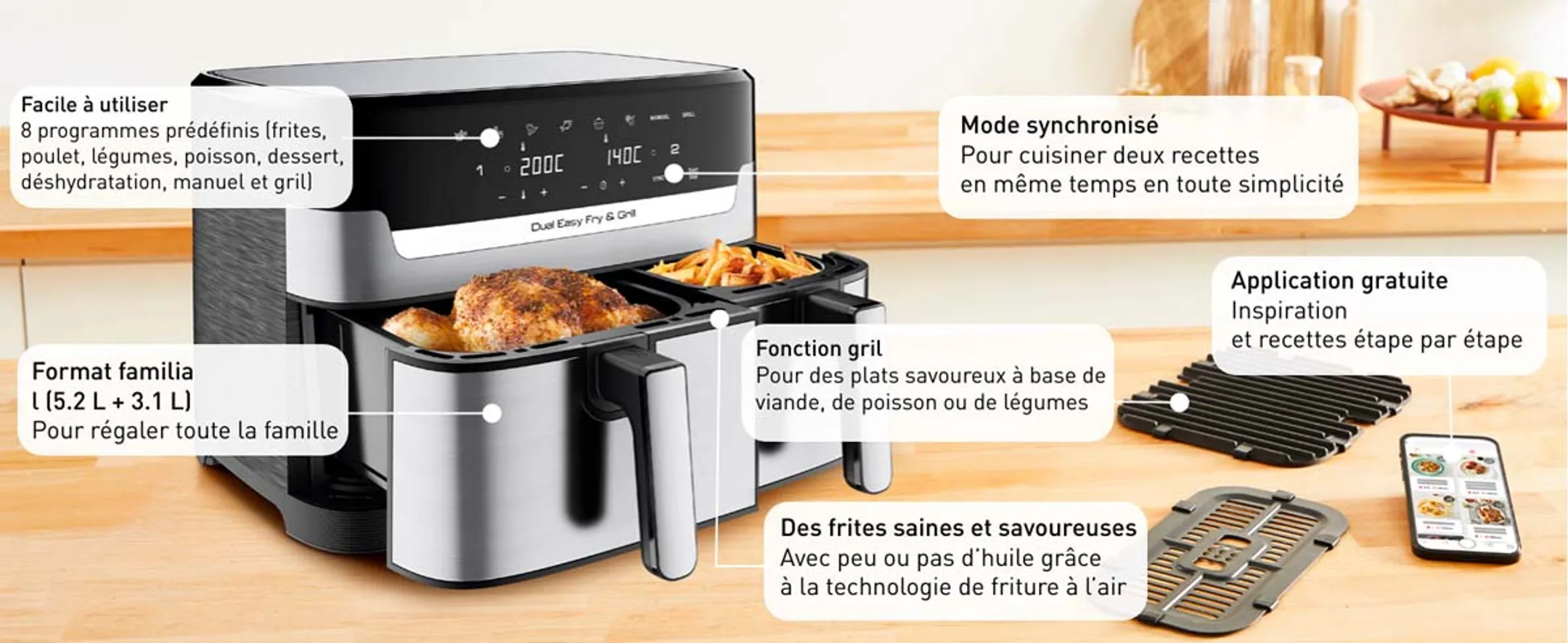 Moulinex Dual Easy Fry & Grill EZ905D20 image