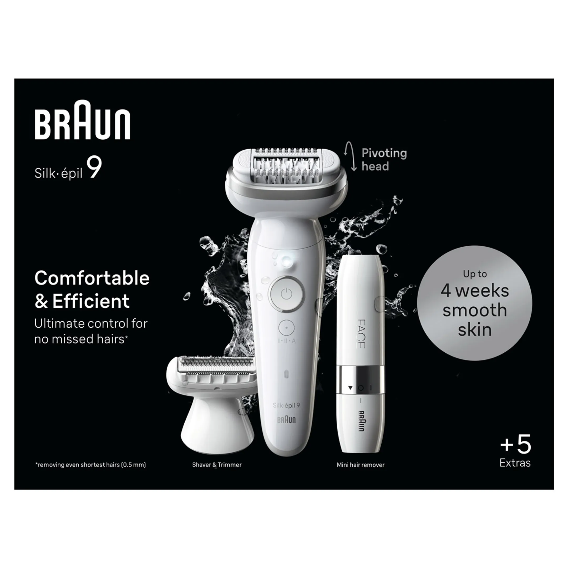 Braun Silk-épil 9, Épilateur Pour Épilation Facile, Peau Douce Longue Durée 9-041, Blanc/Argent image