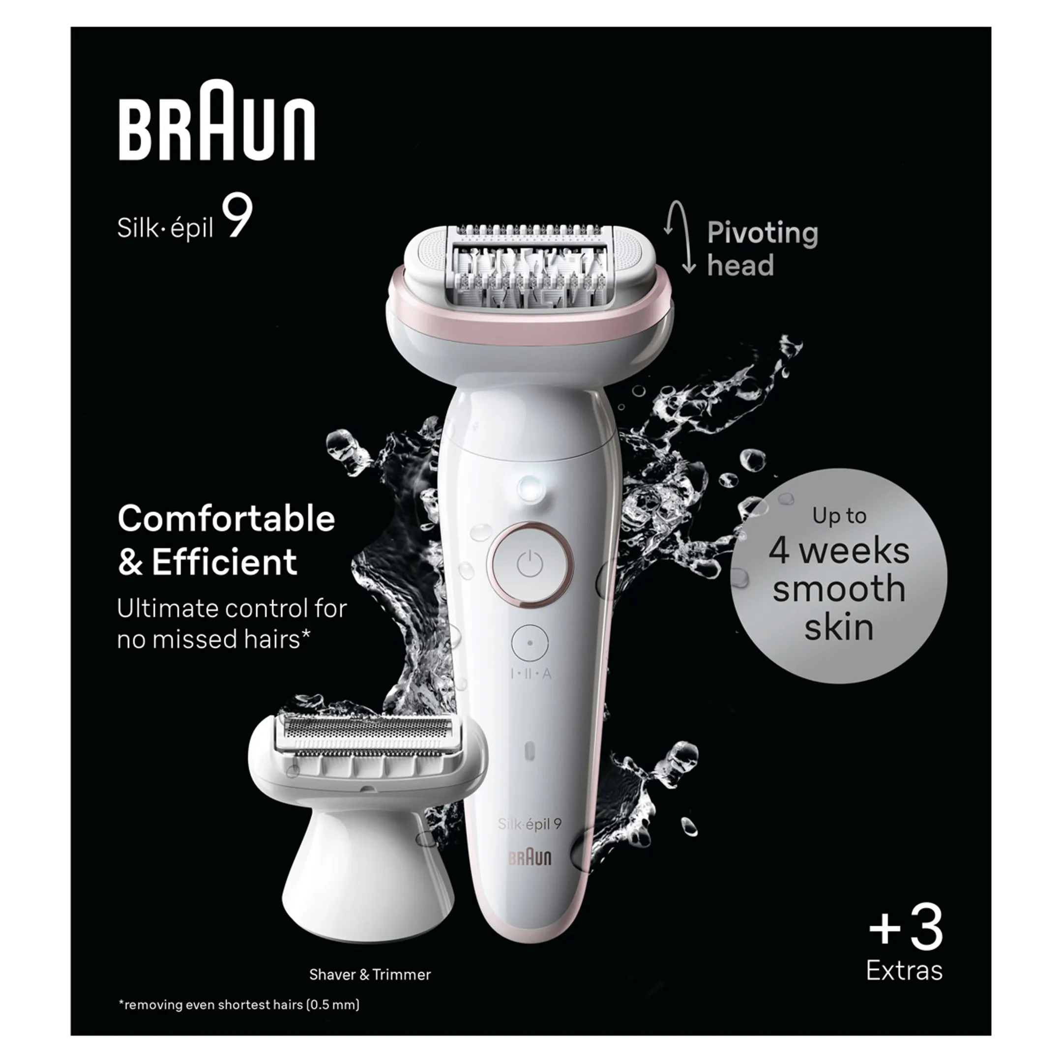 Braun Silk-épil 9, Épilateur Pour Épilation Facile, Peau Douce Longue Durée 9-030, Blanc/Rose image