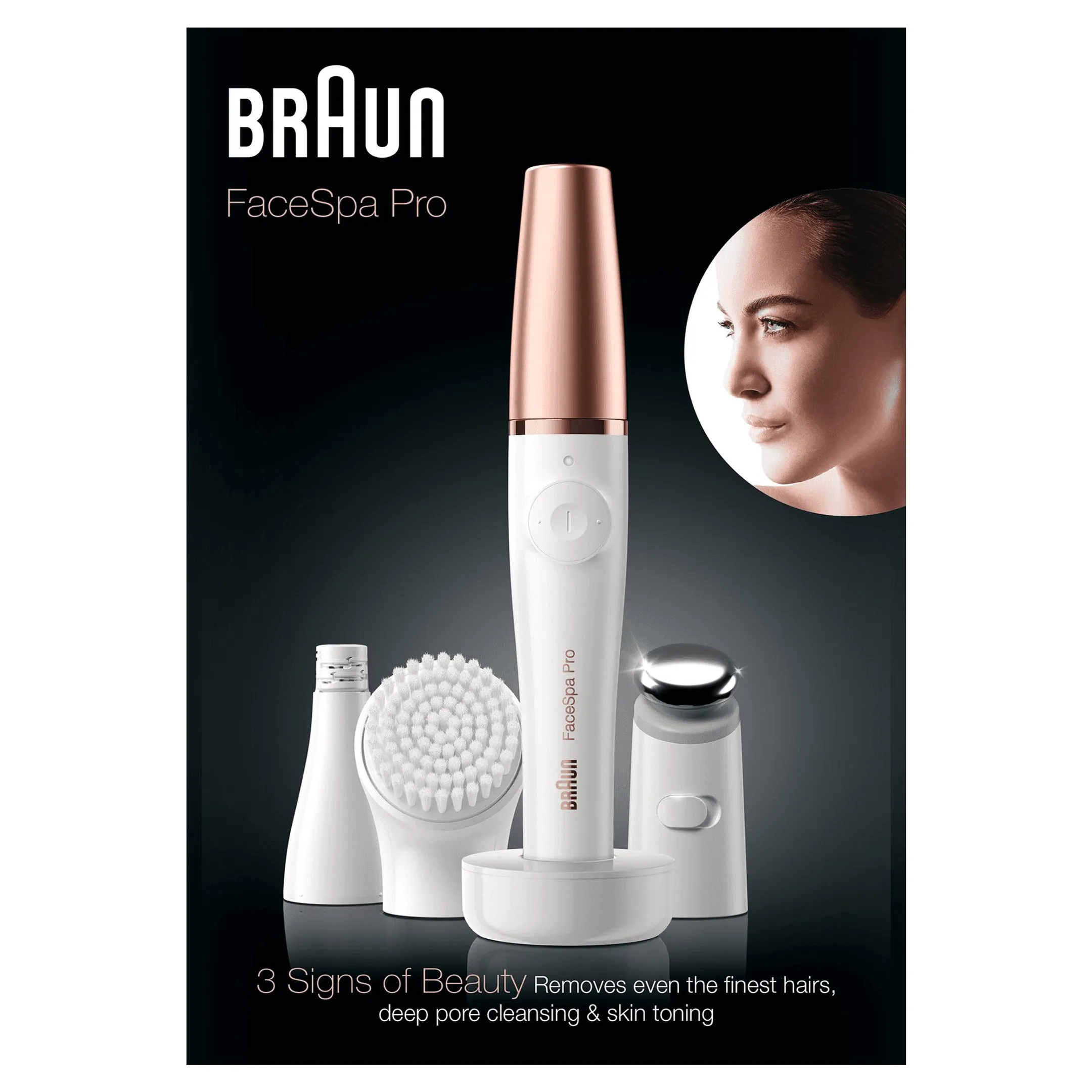 Braun FaceSpa Pro 911 Épilateur Visage Blanc/Bronze Avec 3 Accessoires image