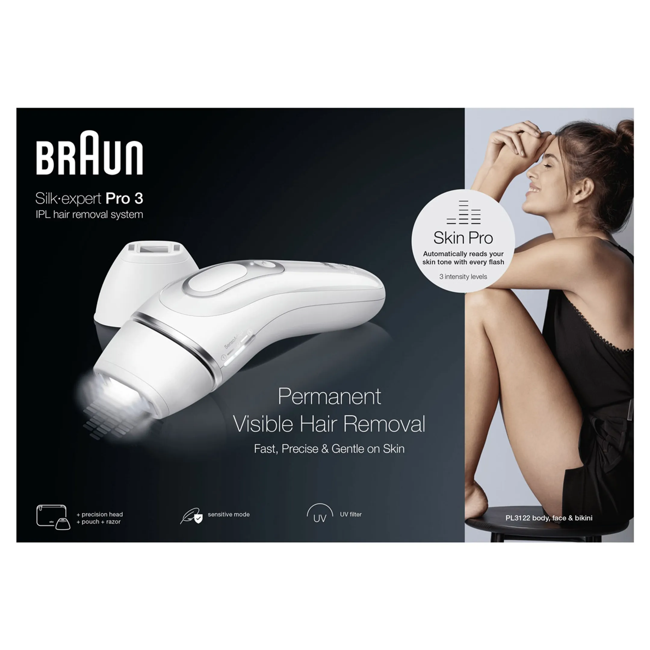 Braun IPL Silk-expert Pro 3, ontharing voor thuis, incl. etui, Venus-scheermesje, 2 koppen, PL3122 image